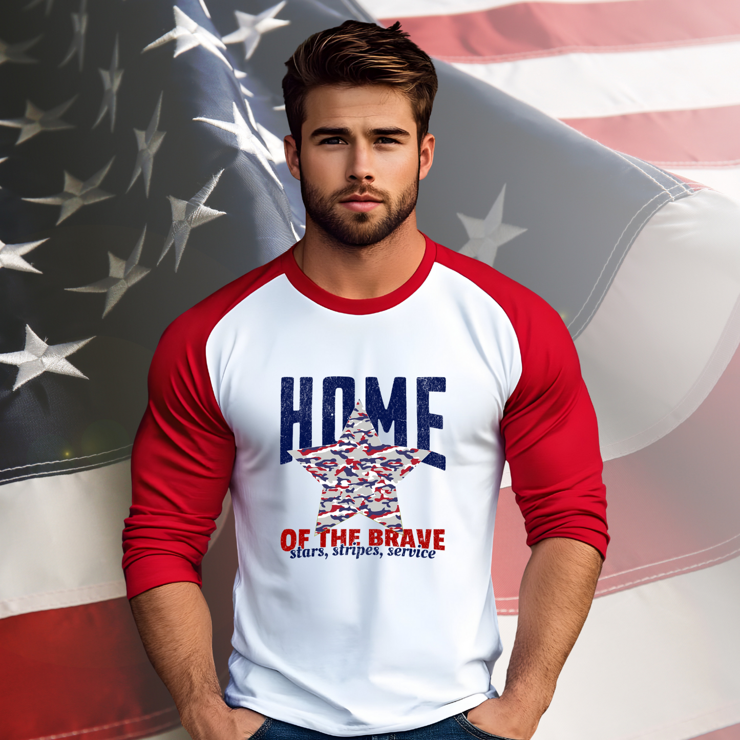 Home Of The Brave Baseball Tee