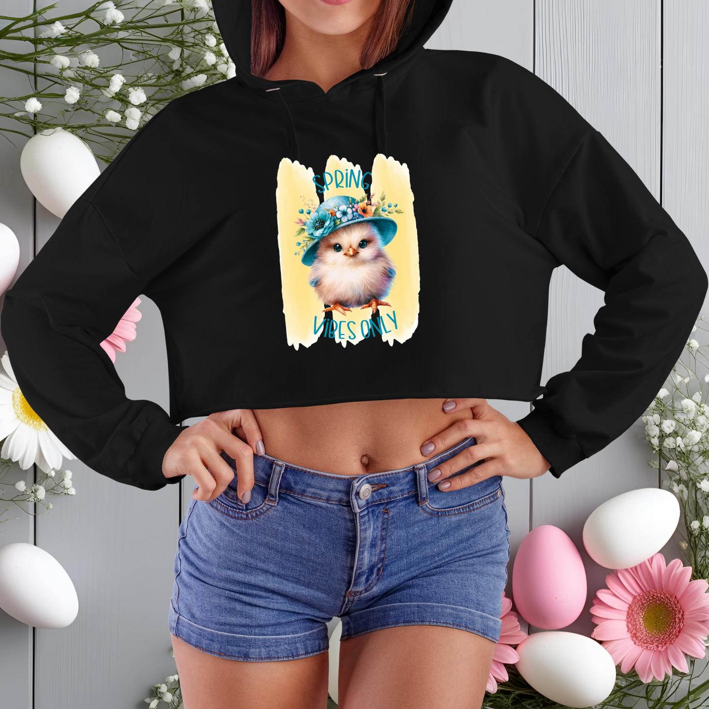 Spring Vibes Only Crop Hoodie