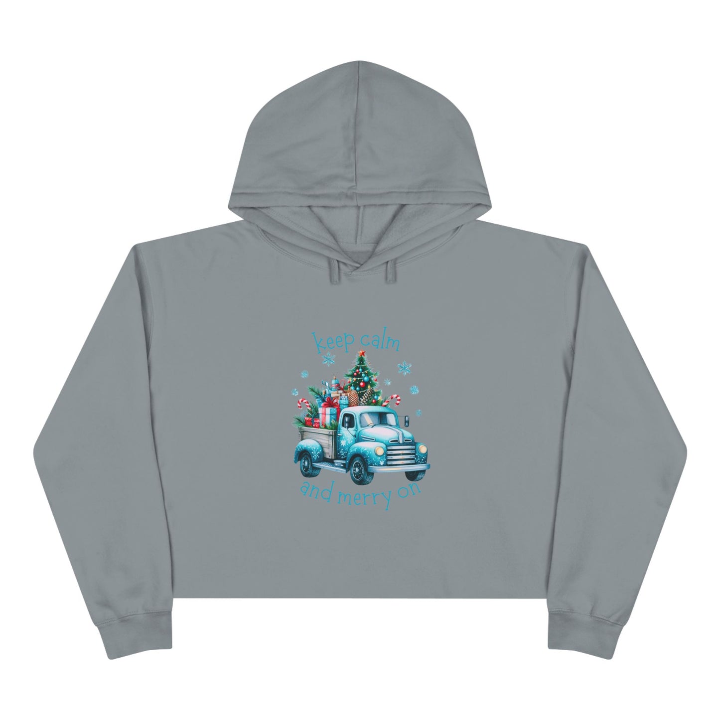 Keep Calm And Merry On Crop Hoodie