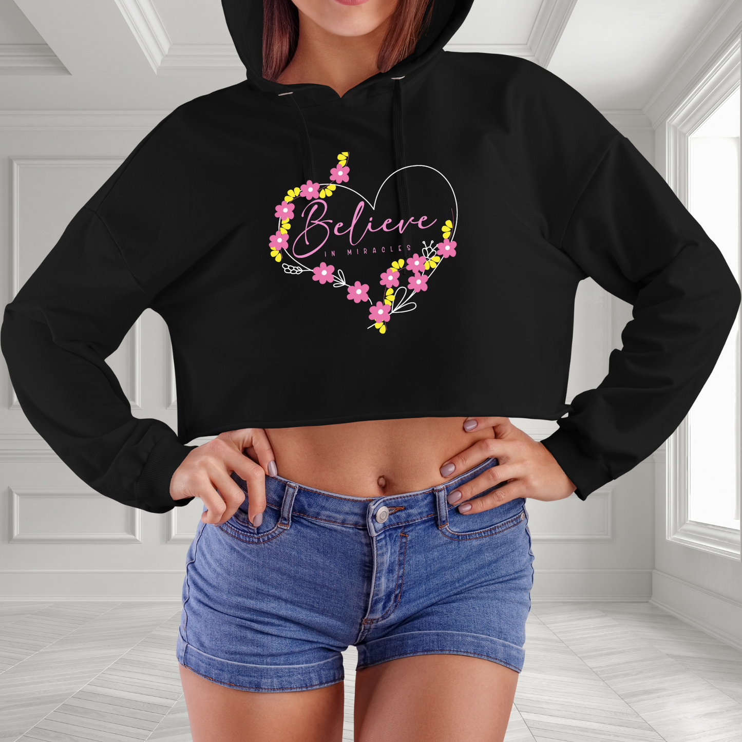 Believe In Miracles Crop Hoodie