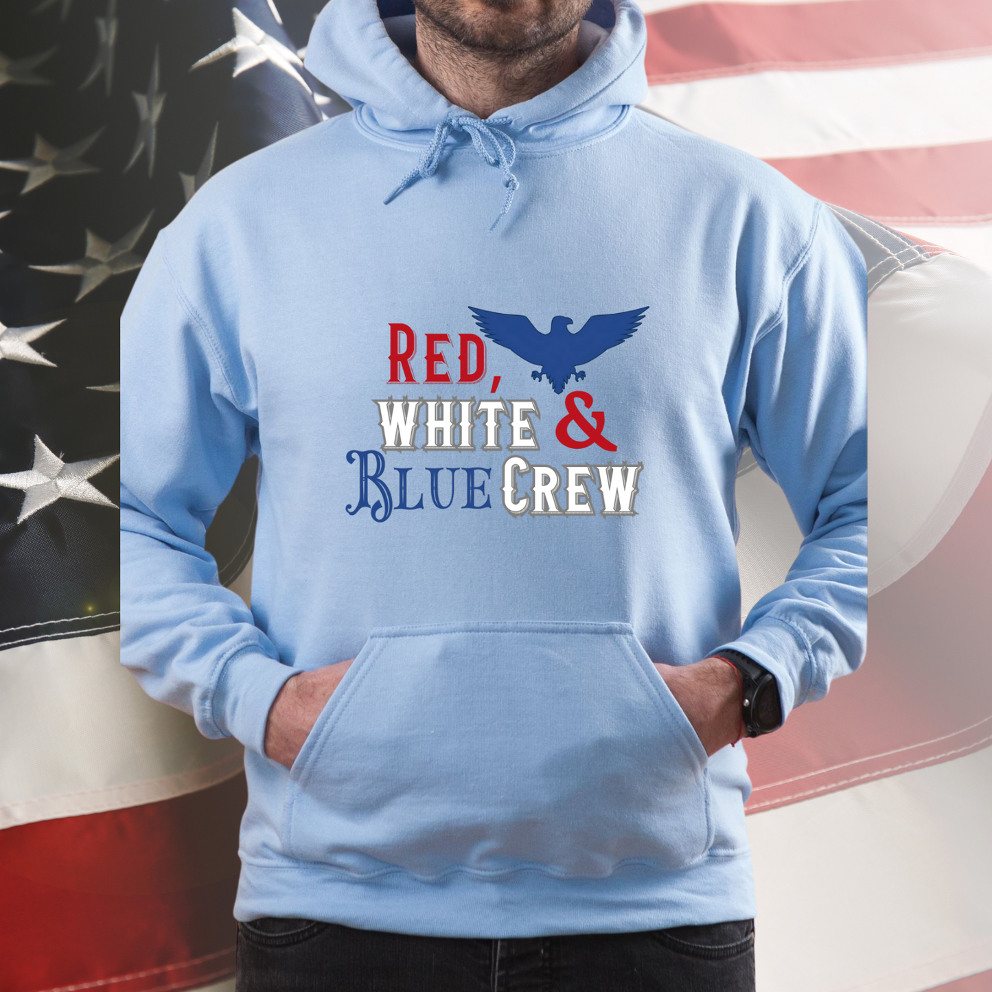 Red, White & Blue Crew Pullover Hoodie