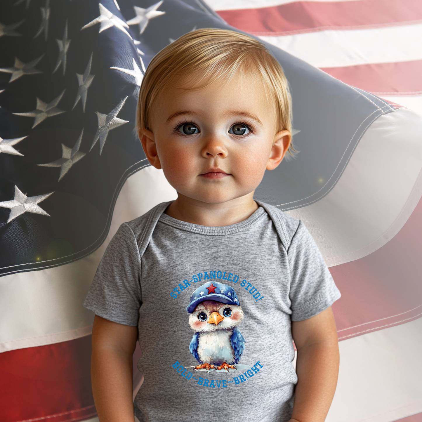Star-Spangled Stud Infant Short Sleeve Onesie