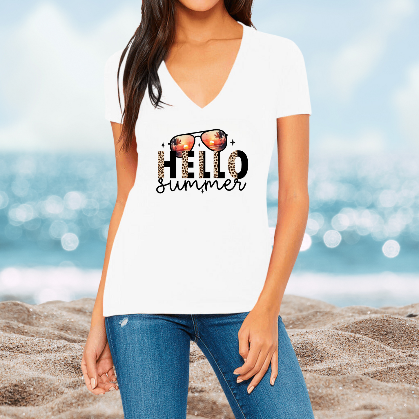 Hello Summer V-Neck Tee