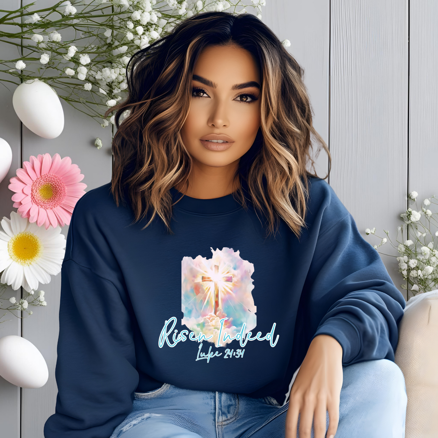 Risen Indeed Luke 24:34 Crewneck Sweatshirt