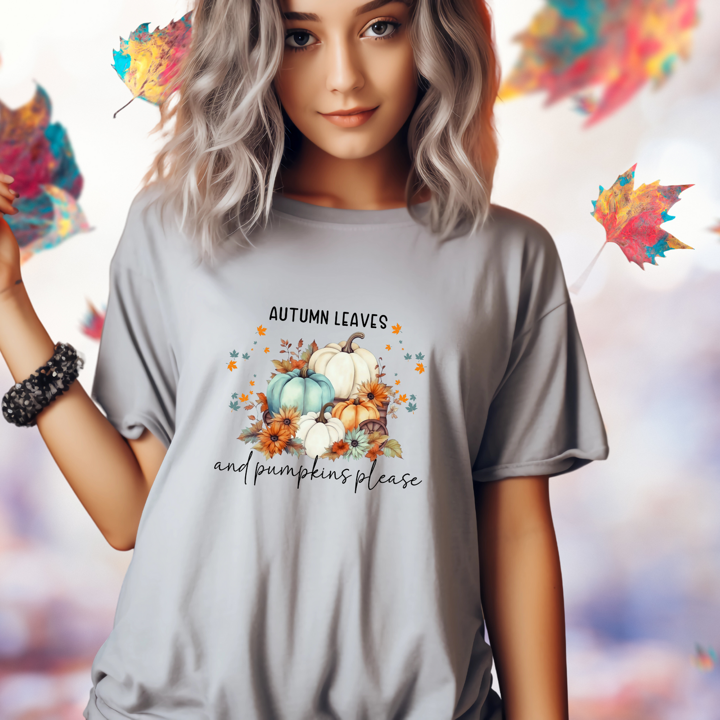 Autumn Leaves And Pumpkins Please T-Shirt