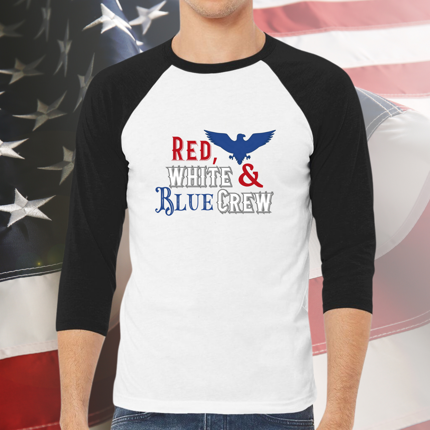 Red, White & Blue Crew Baseball Tee