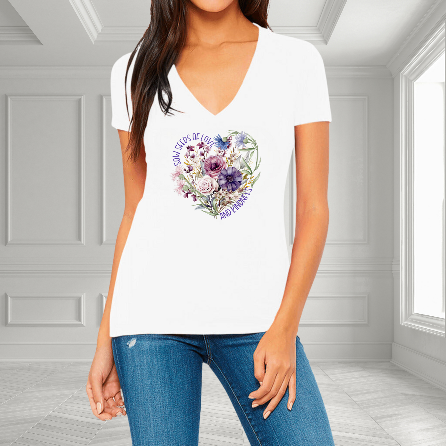 Sow Seeds Of Love And Kindness V-Neck T-Shirt