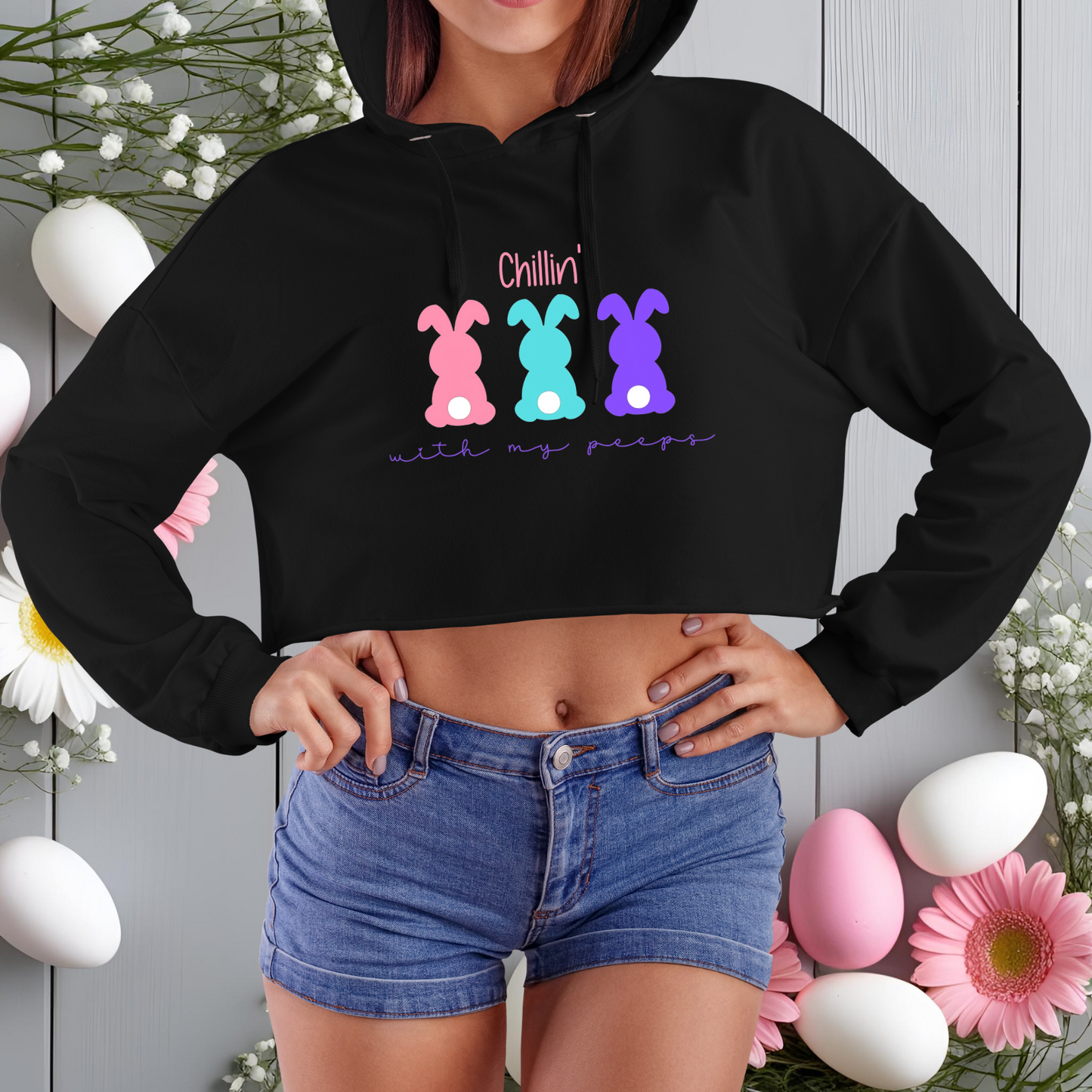 Chillin’ With My Peeps Crop Hoodie