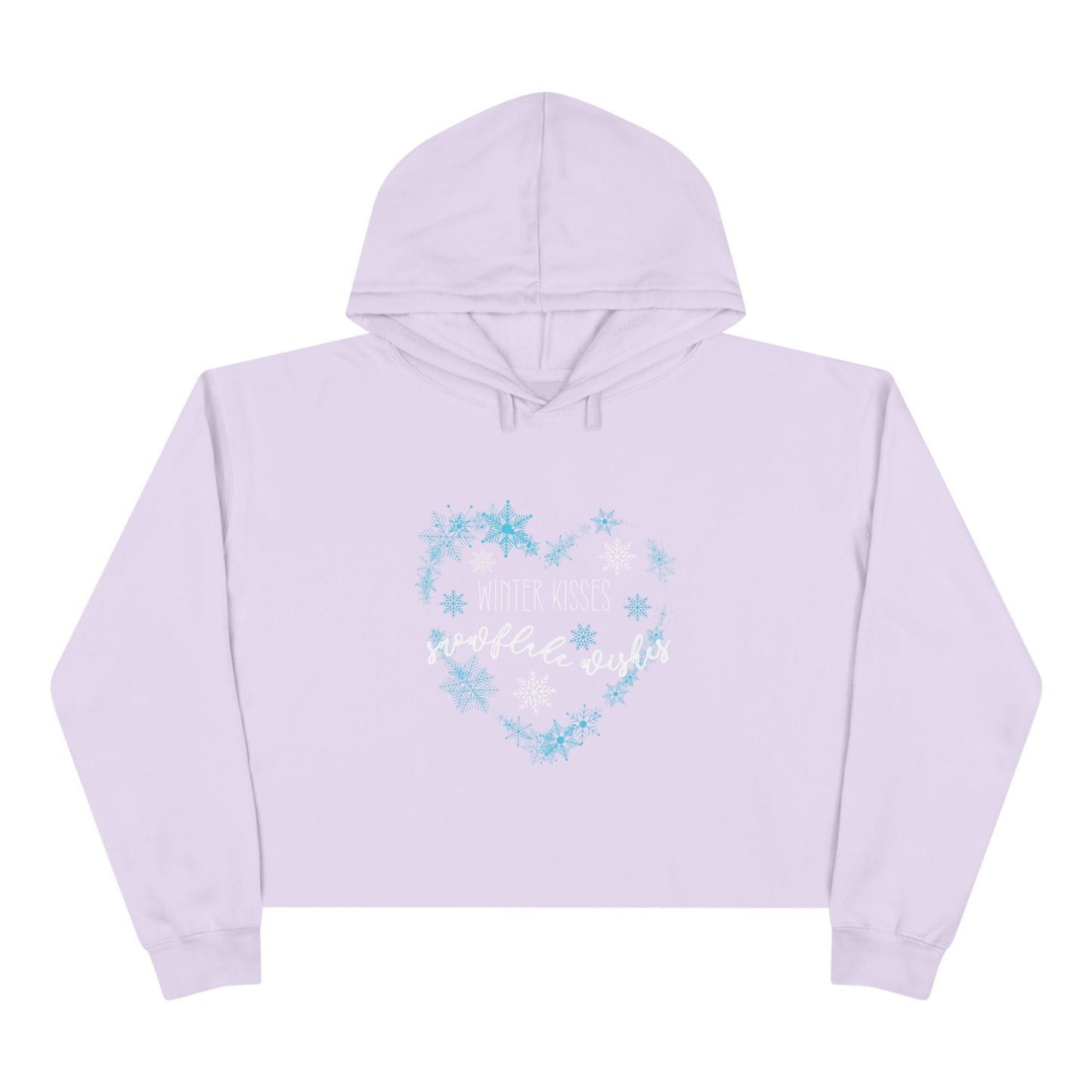 Winter Kisses, Snowflake Wishes Crop Hoodie