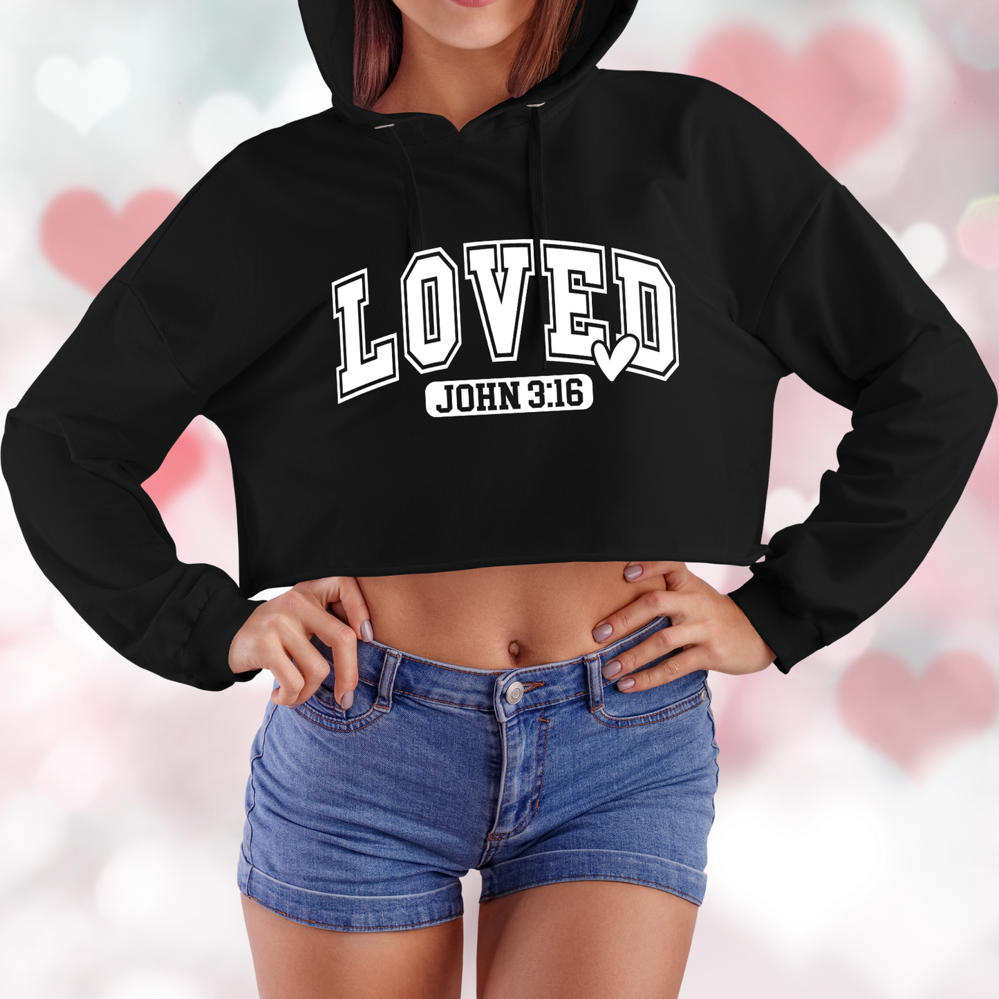 Loved John 3:16 Crop Hoodie