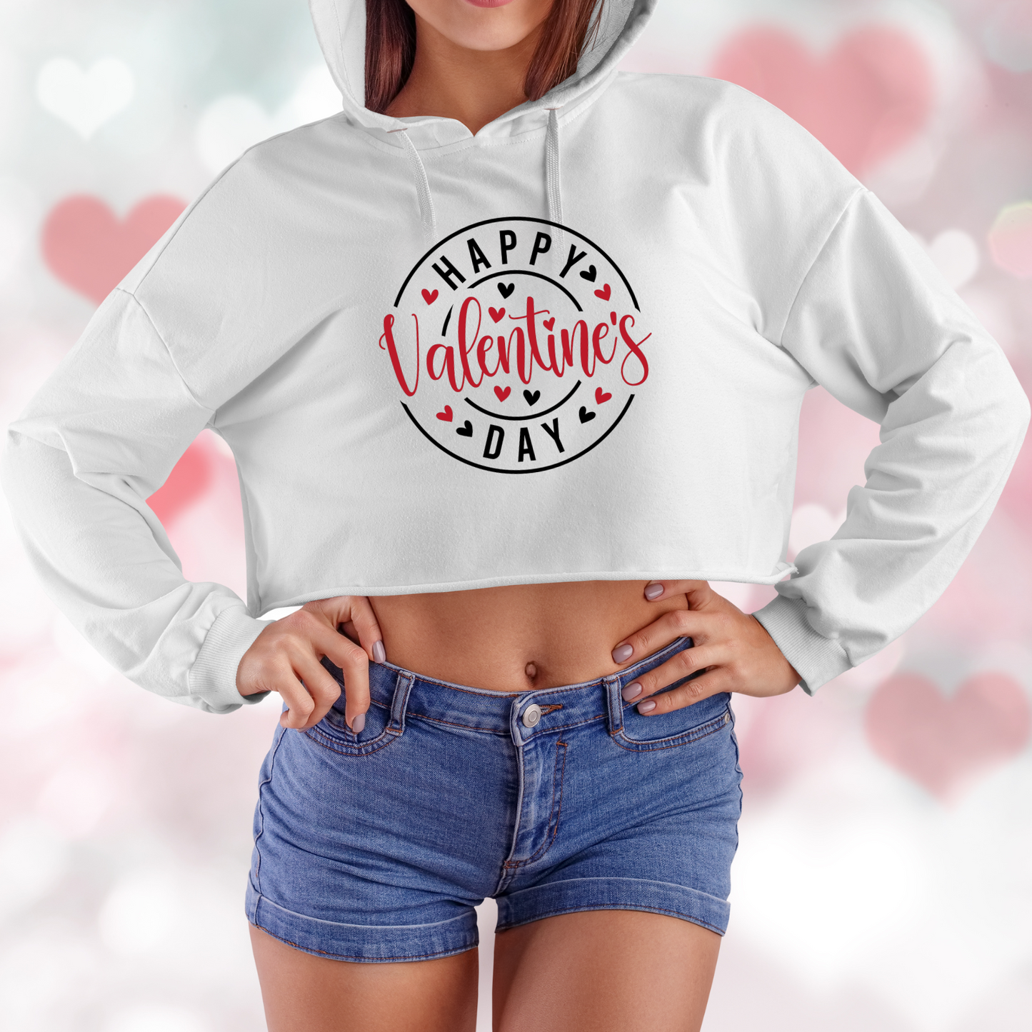 Happy Valentine’s Day Crop Hoodie