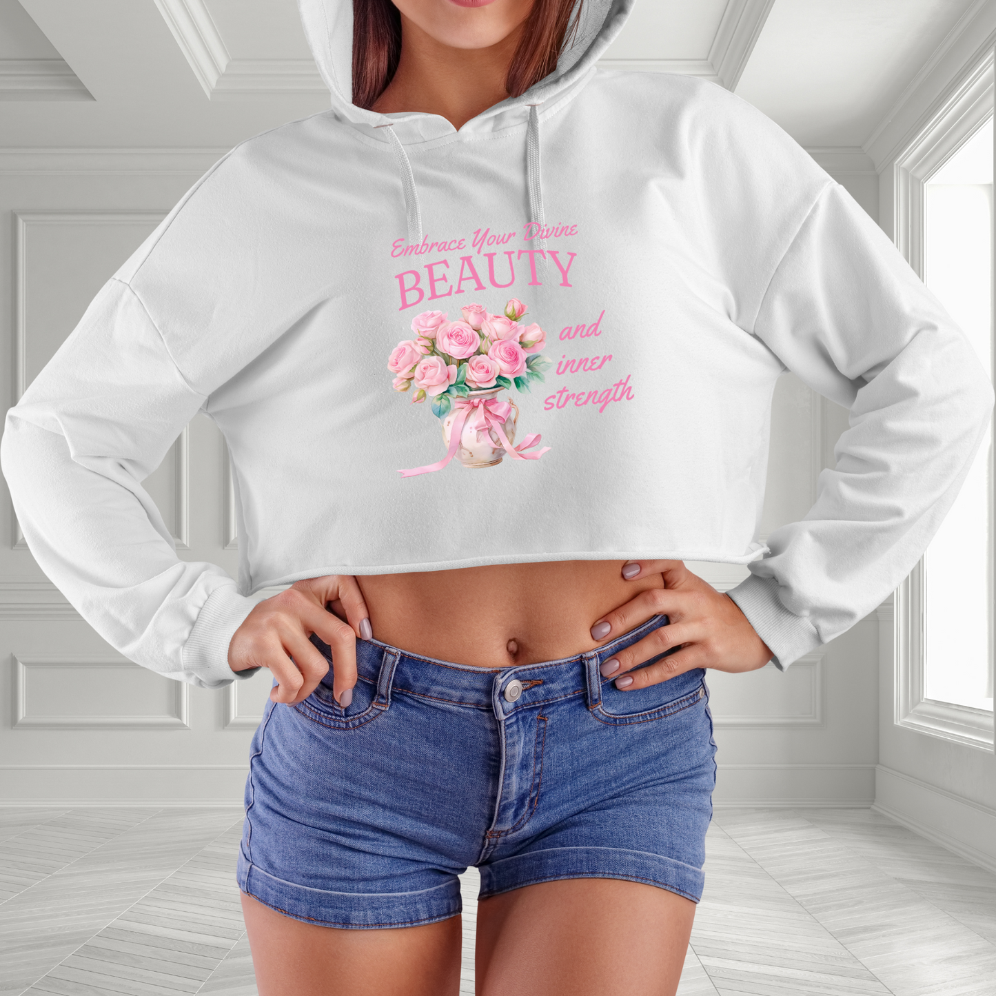 Embrace Your Divine Beauty Crop Hoodie