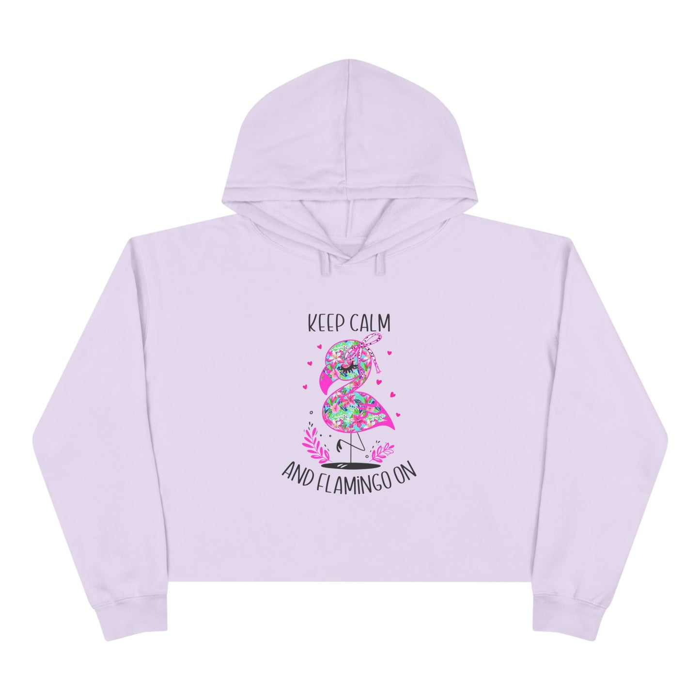 Keep Calm And Flamingo On Crop Hoodie