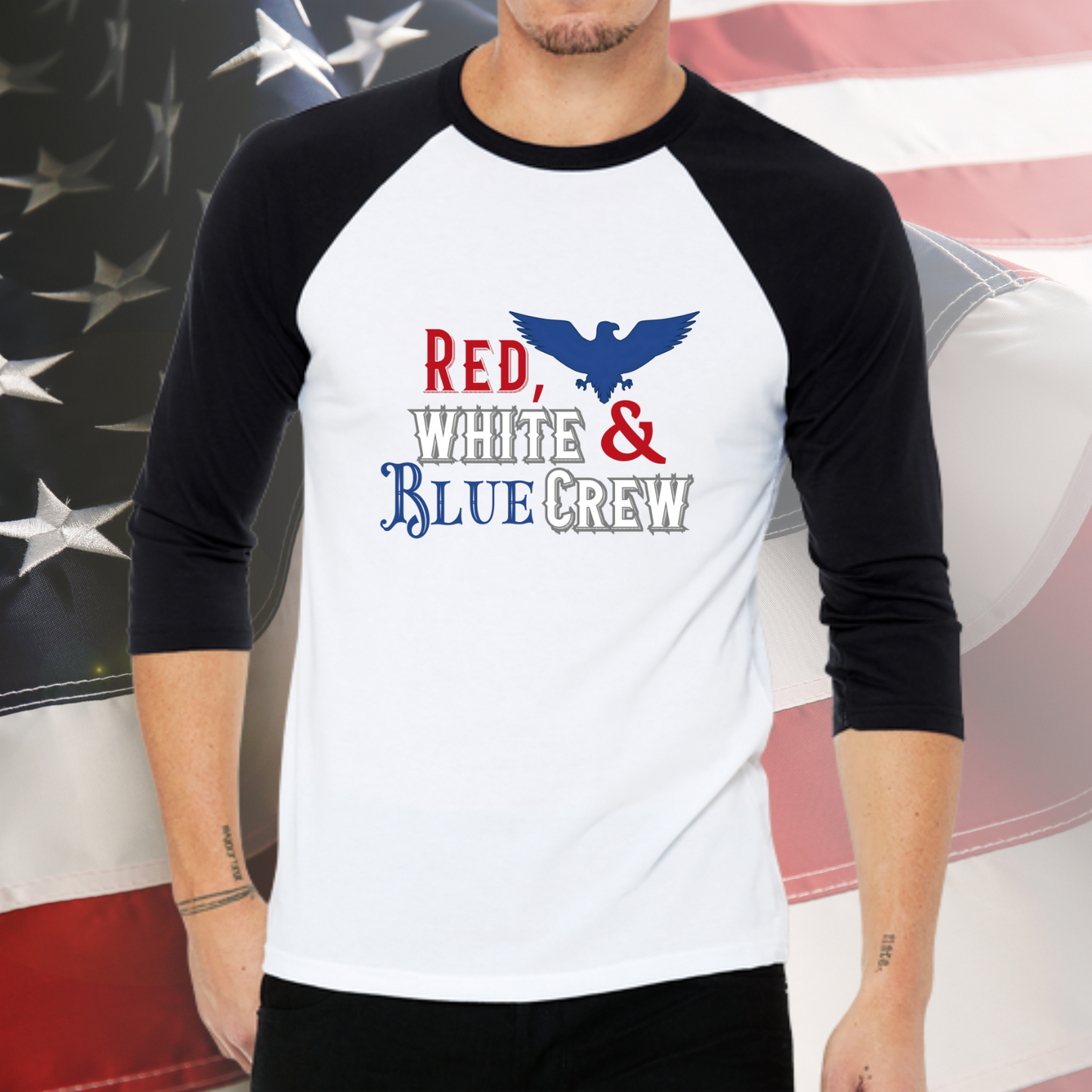 Red, White & Blue Crew Baseball Tee