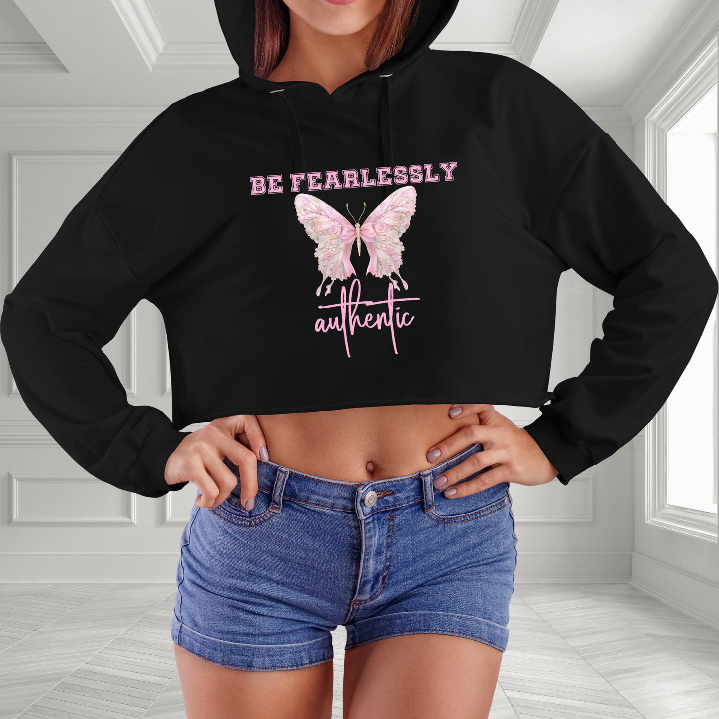 Be Fearlessly Authentic Crop Hoodie