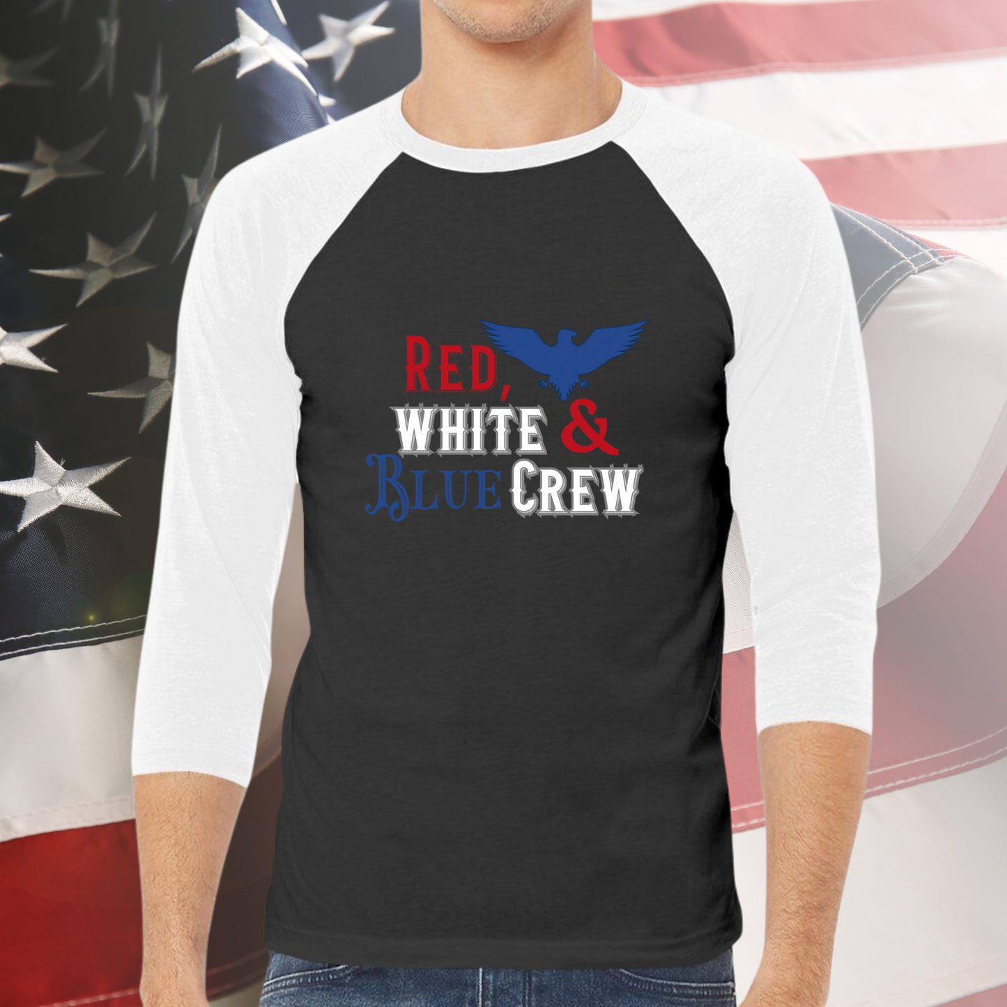 Red, White & Blue Crew Baseball Tee