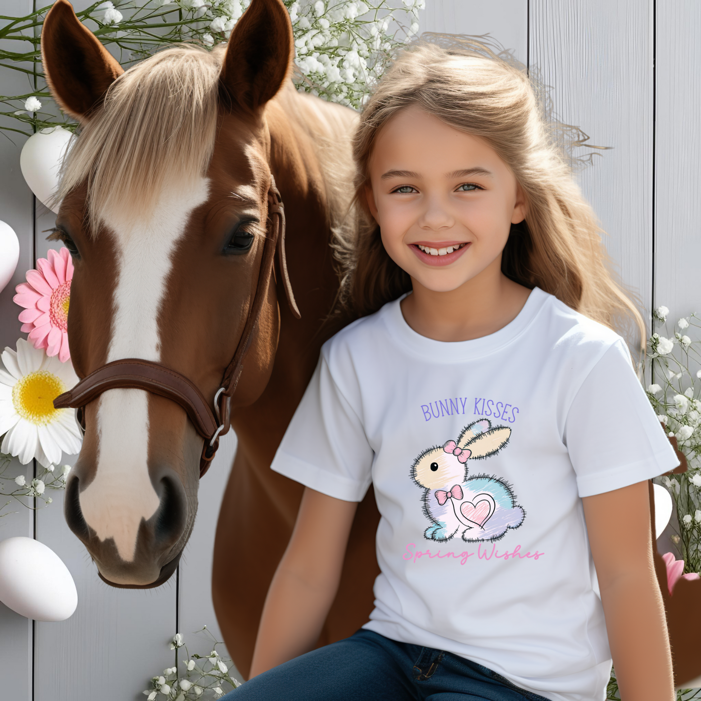 Bunny Kisses, Spring Wishes Kid's T-Shirt