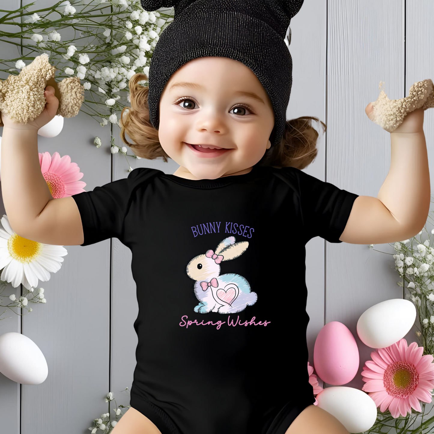 Bunny Kisses, Spring Wishes Infant Short Sleeve Onesie
