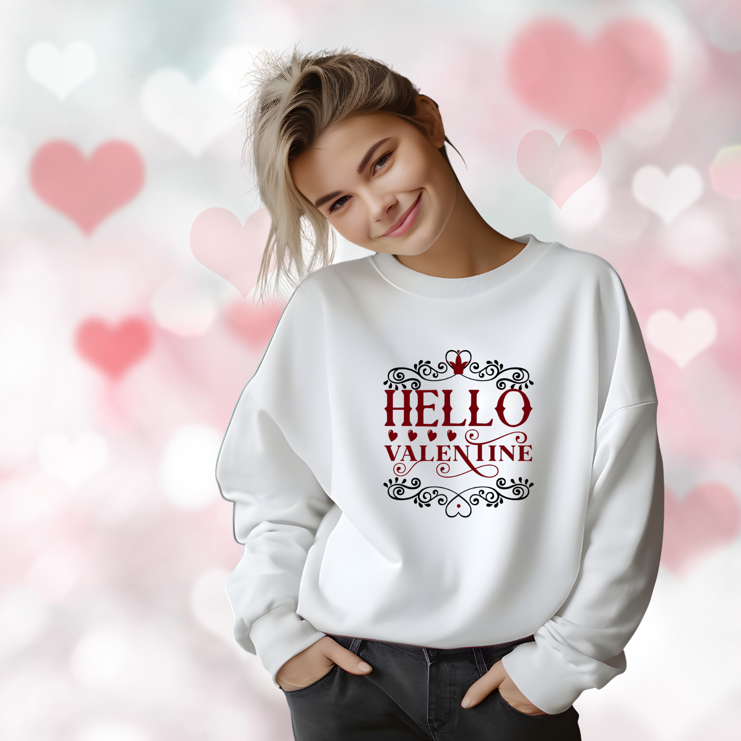 Hello Valentine Crewneck Sweatshirt
