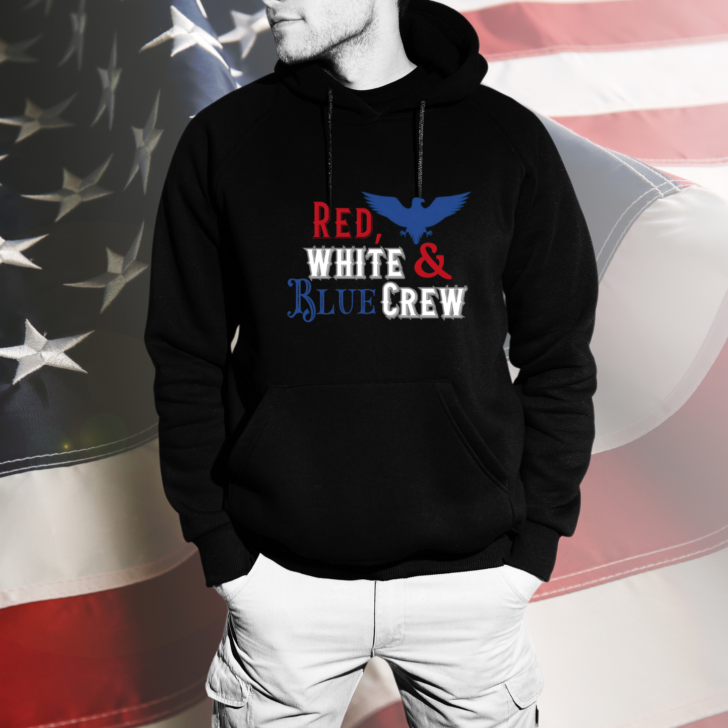 Red, White & Blue Crew Pullover Hoodie