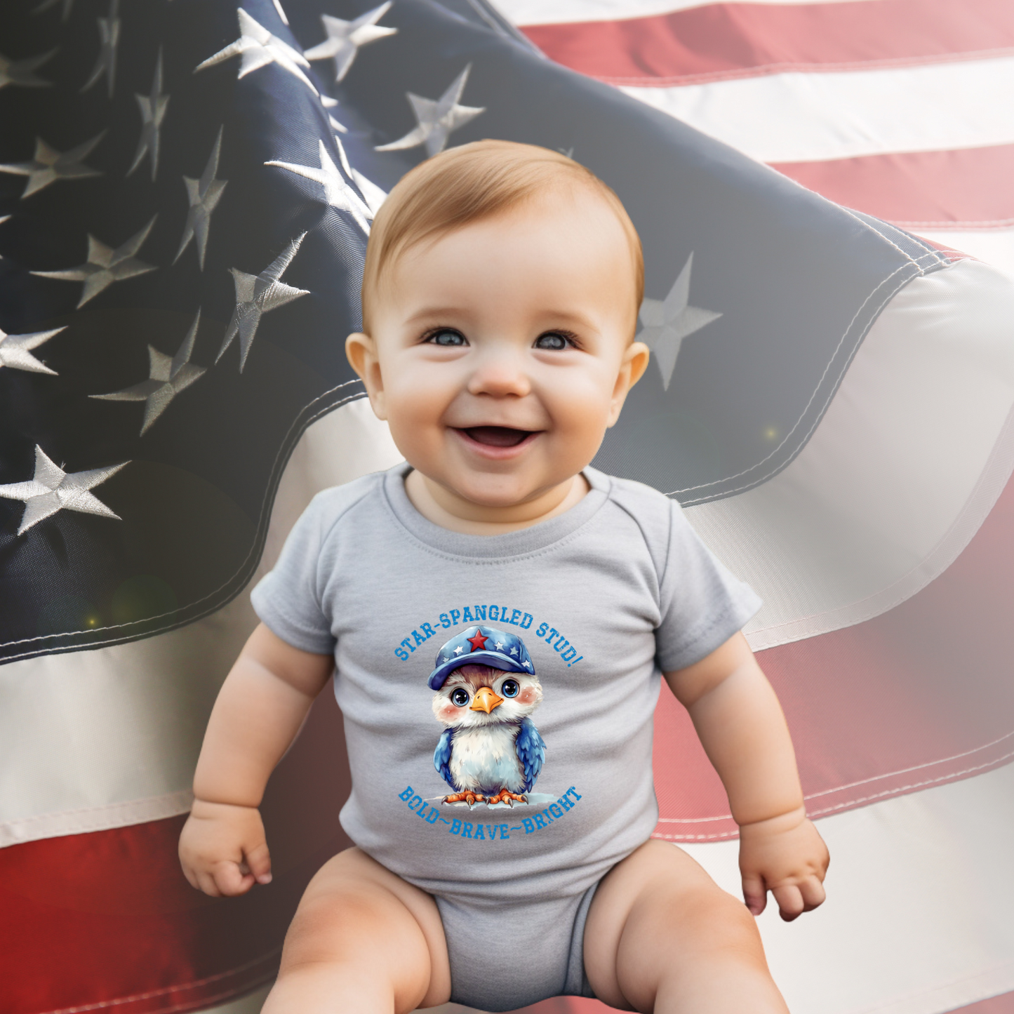 Star-Spangled Stud Infant Short Sleeve Onesie
