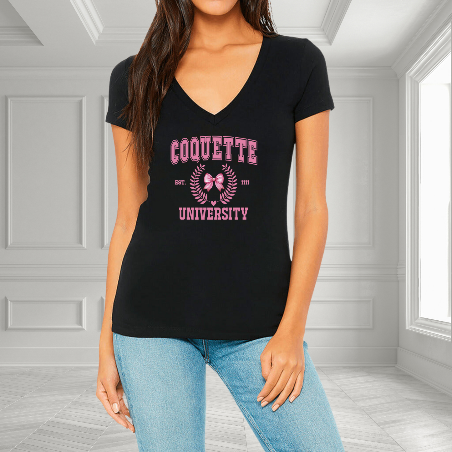 Coquette University V-Neck T-Shirt