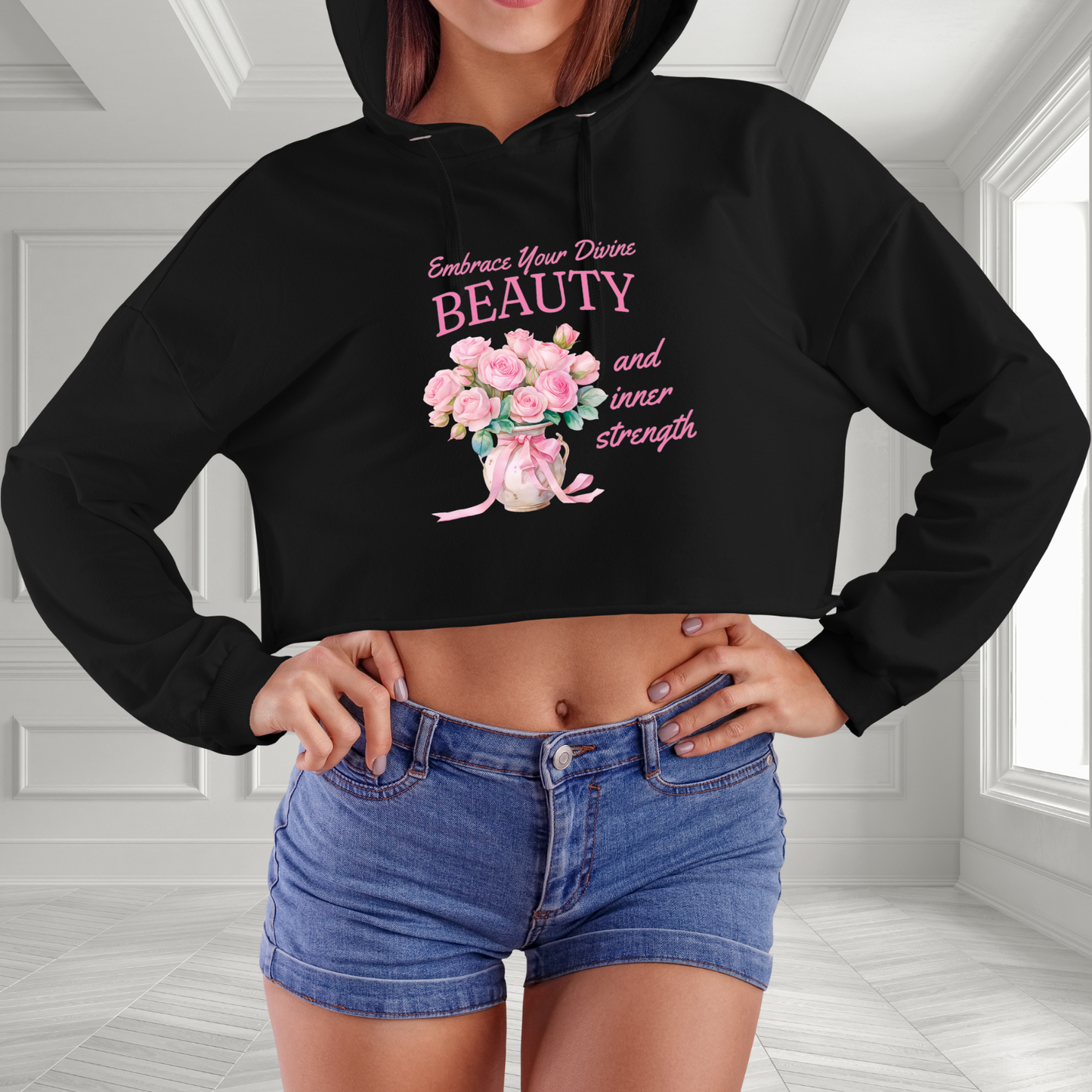 Embrace Your Divine Beauty Crop Hoodie