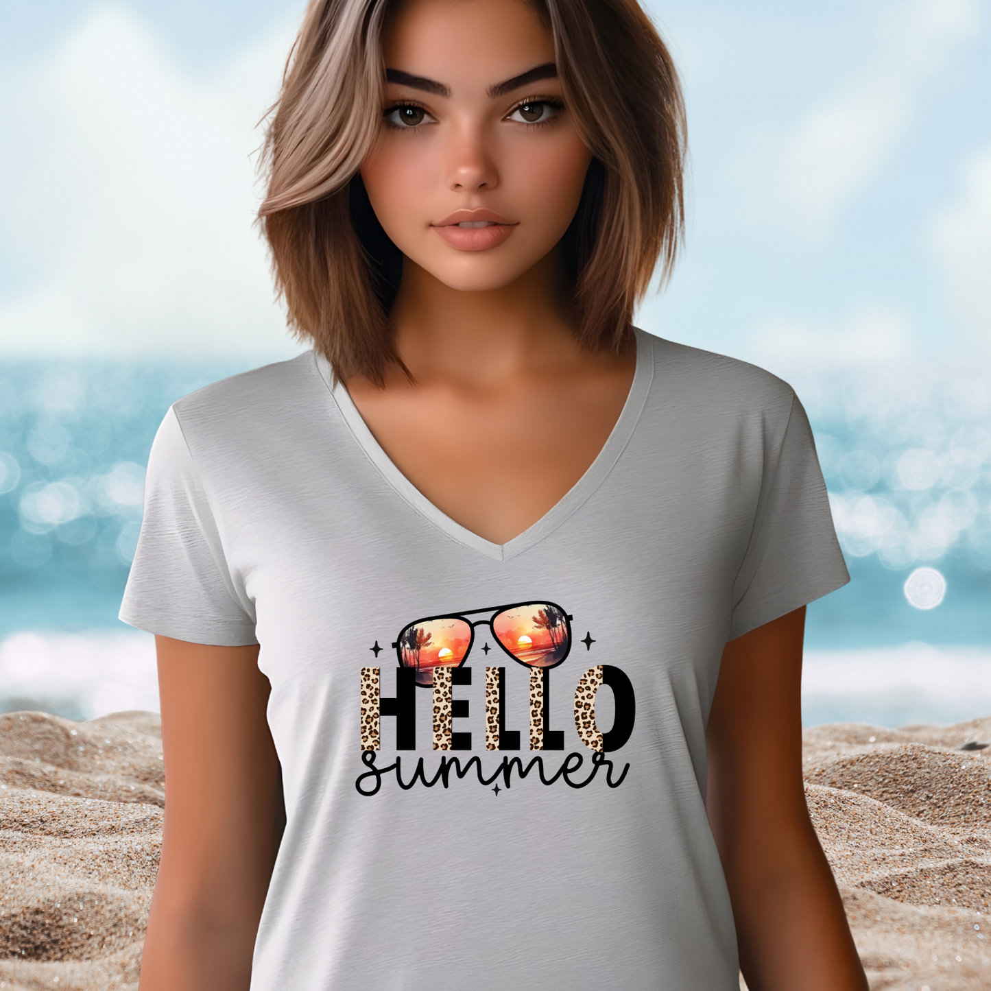 Hello Summer V-Neck Tee