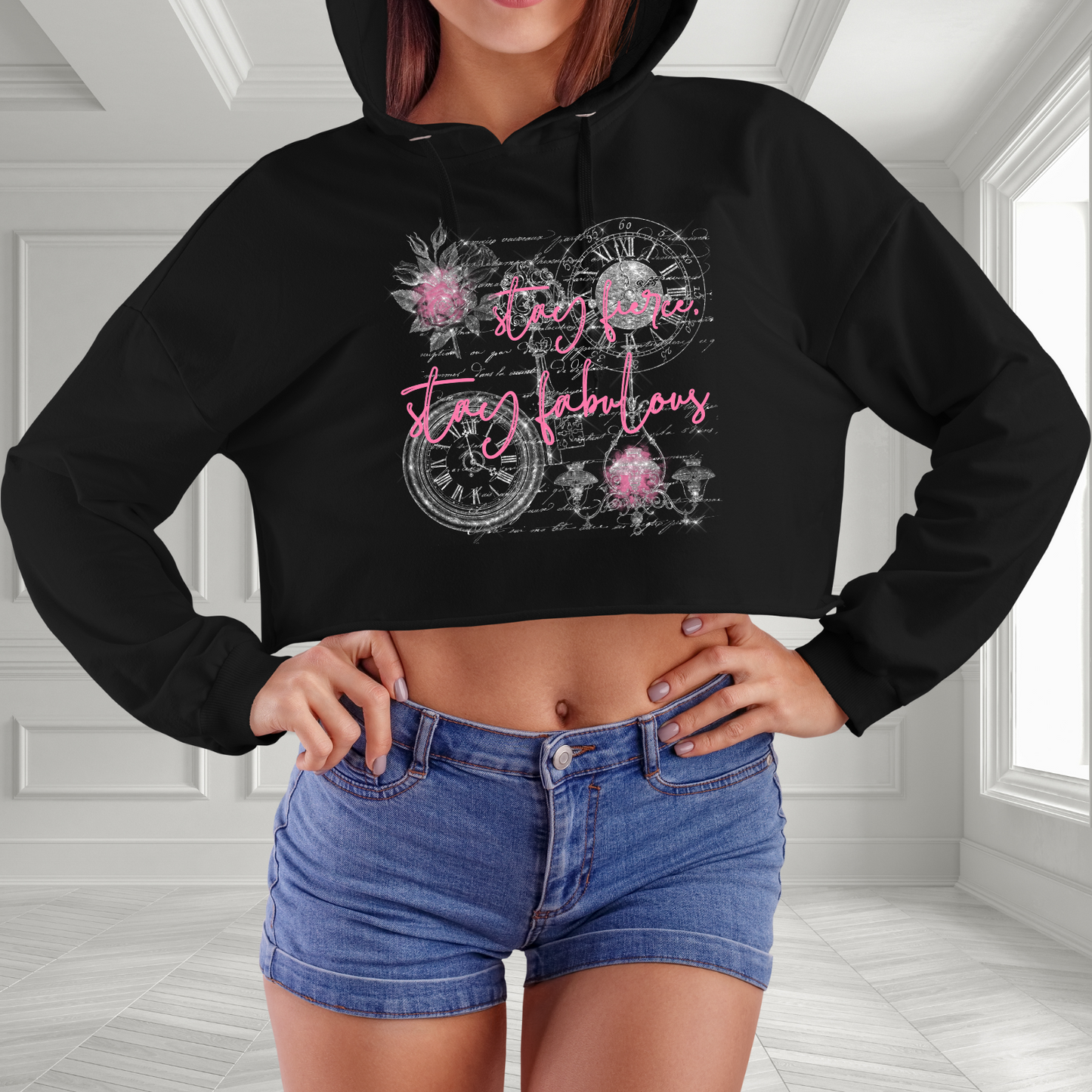 Stay Fierce, Stay Fabulous Crop Hoodie