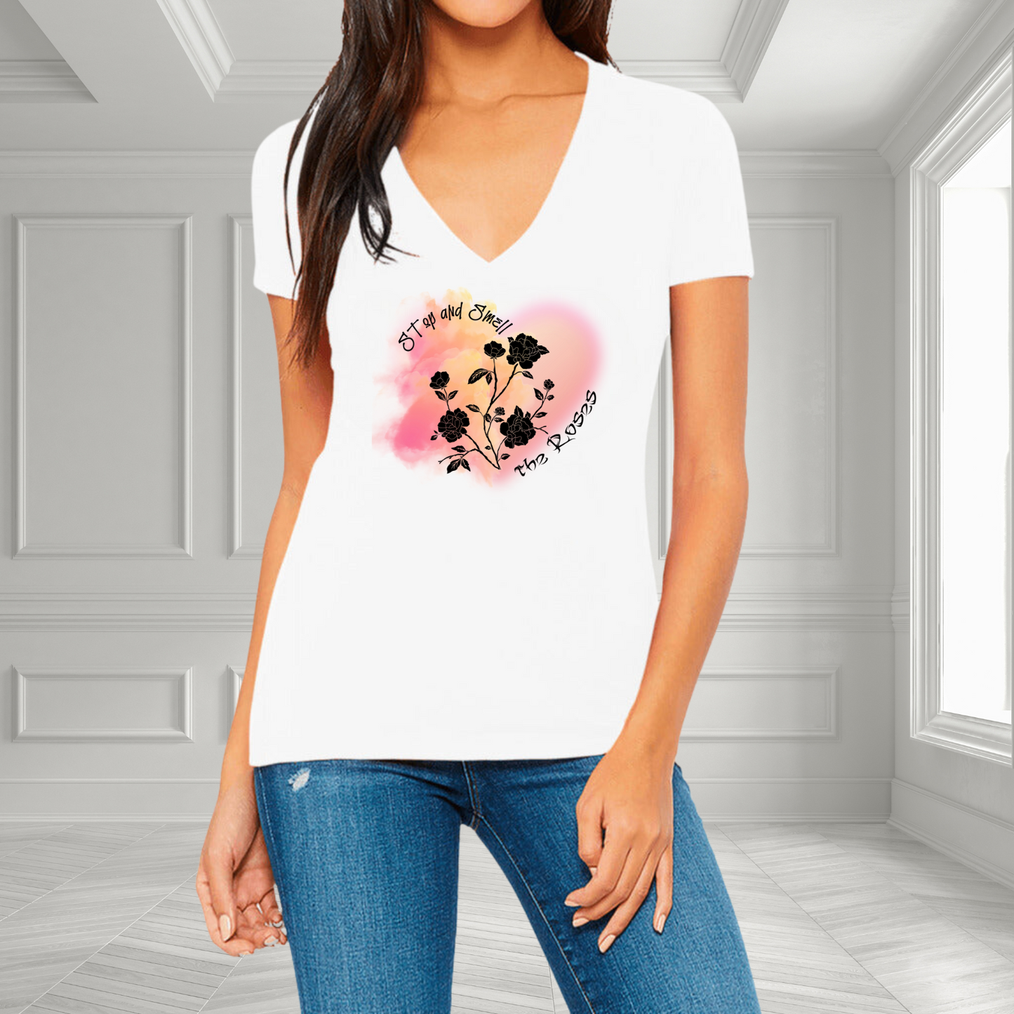 Stop And Smell The Roses V-Neck T-Shirt