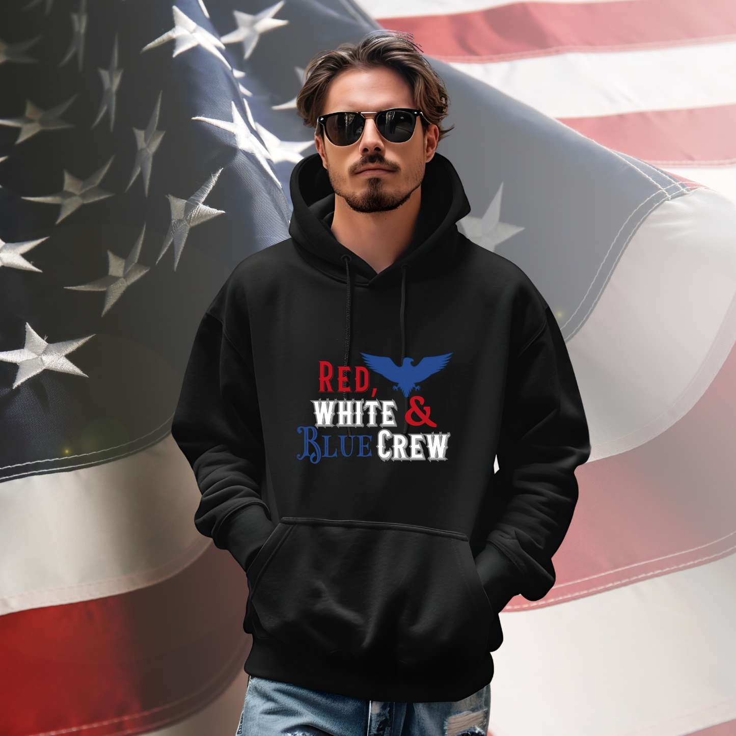 Red, White & Blue Crew Pullover Hoodie