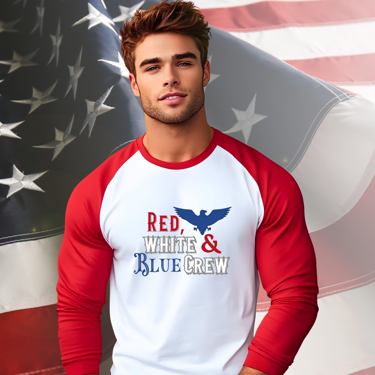 Red, White & Blue Crew Baseball Tee