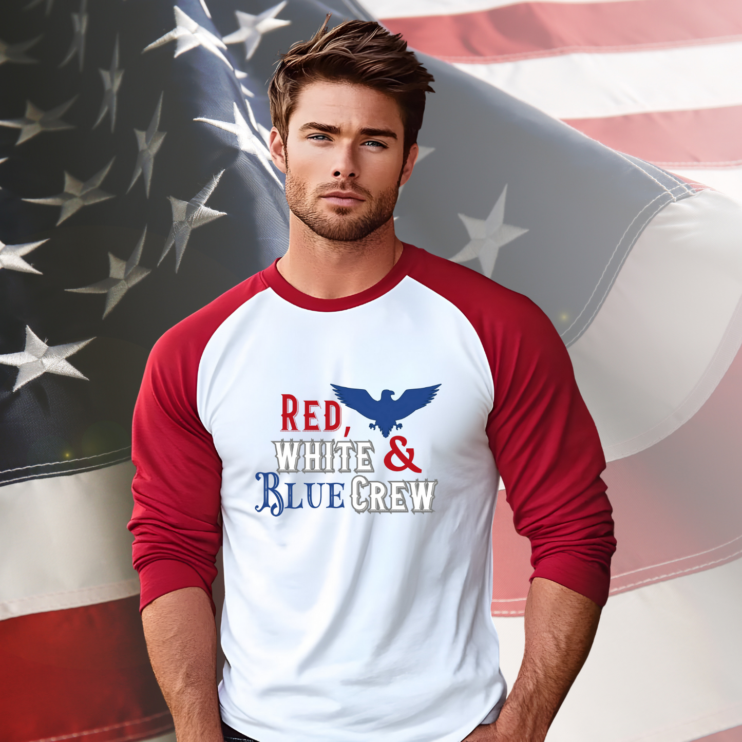 Red, White & Blue Crew Baseball Tee