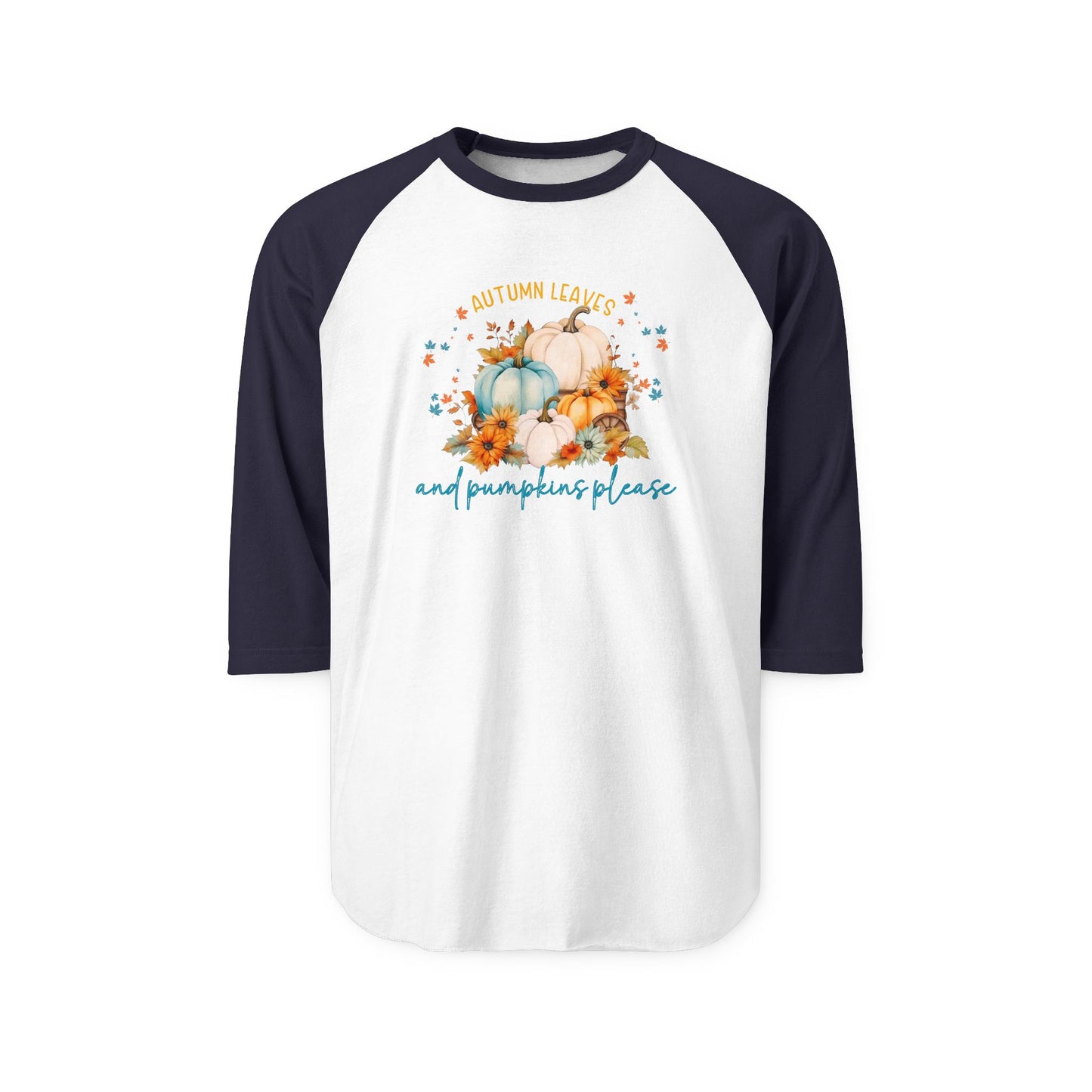 Autumn Leaves & Pumpkins Please Baseball Tee