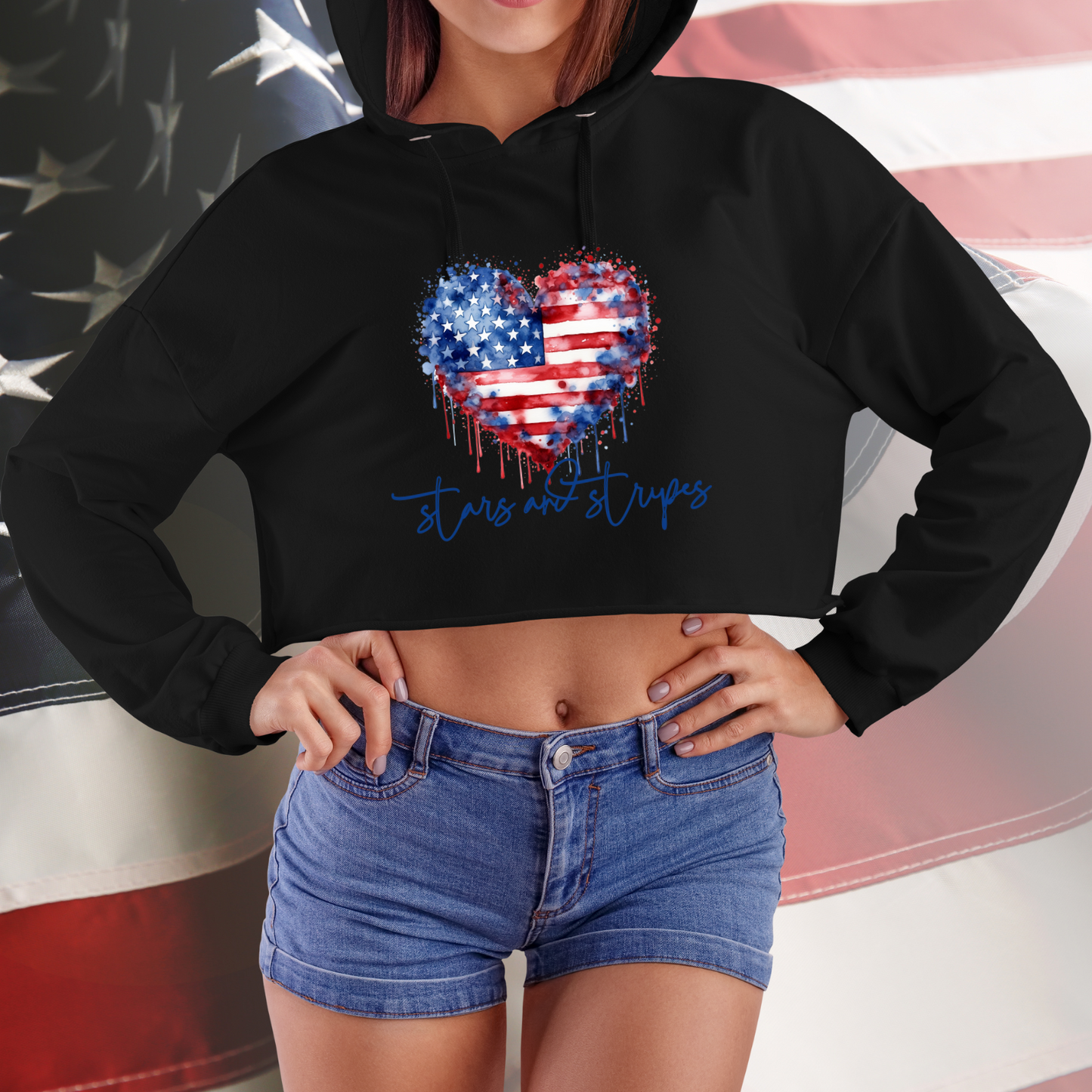 Stars and Stripes Crop Hoodie