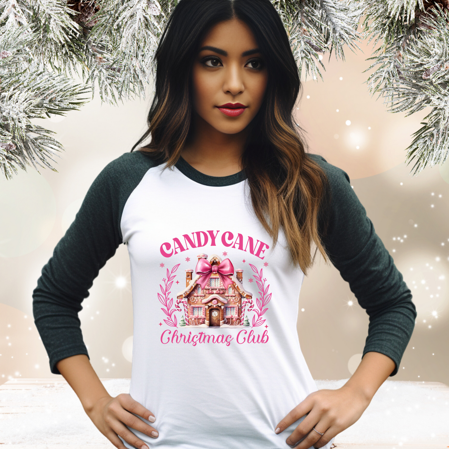 Candy Cane Christmas Club Baseball Tee