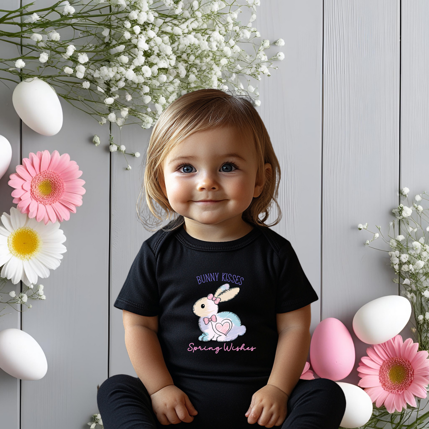 Bunny Kisses, Spring Wishes Infant Short Sleeve Onesie