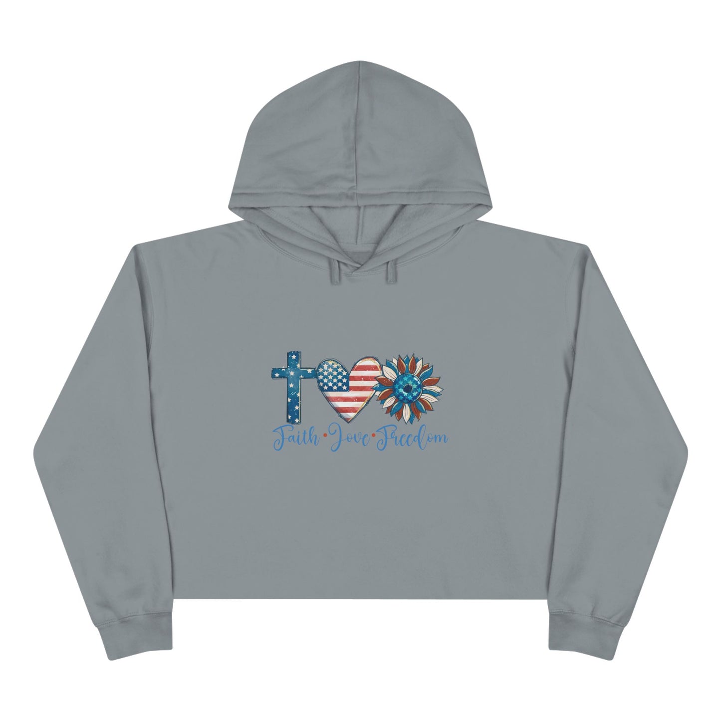 Faith Love Freedom Crop Hoodie