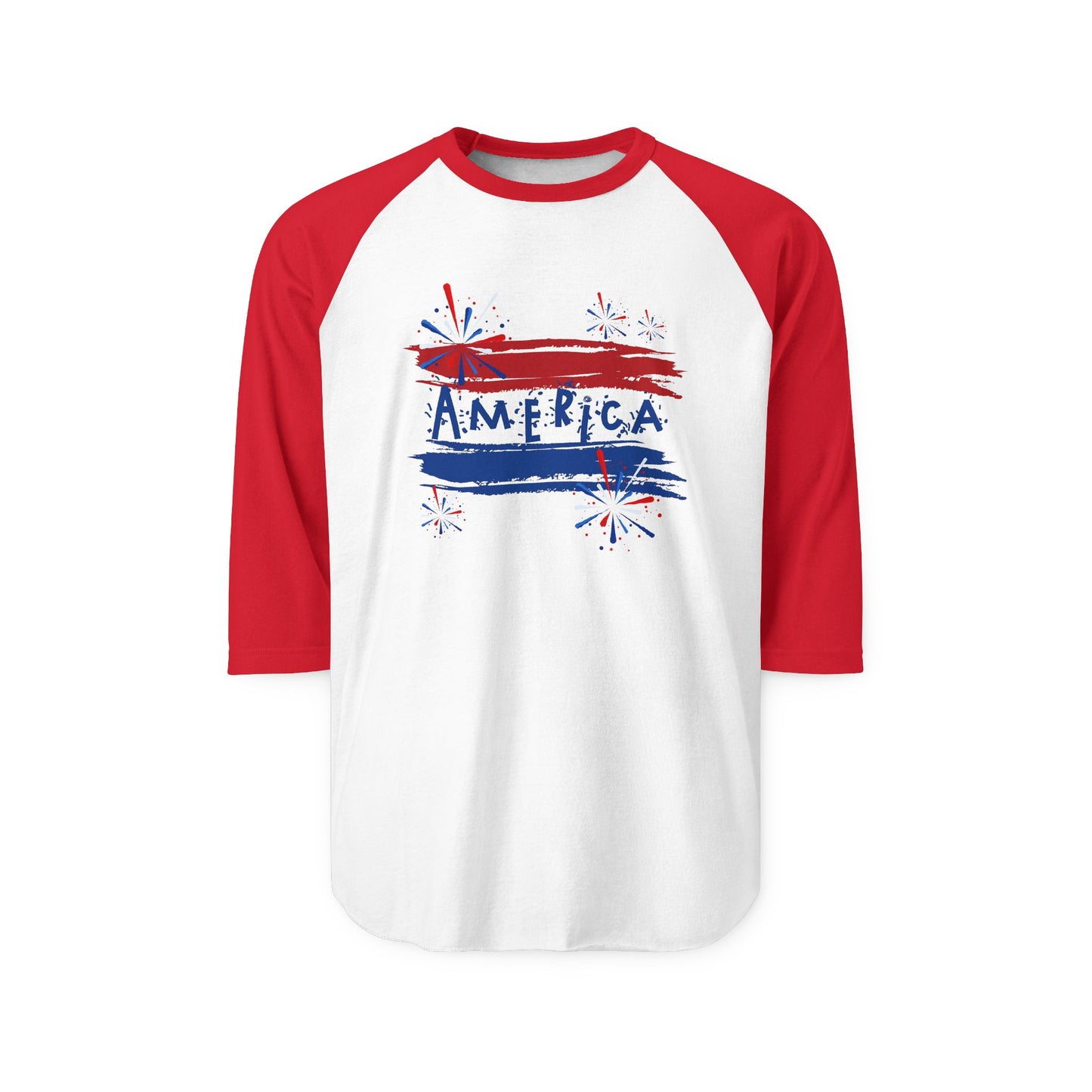 America Firework Burst Baseball Tee