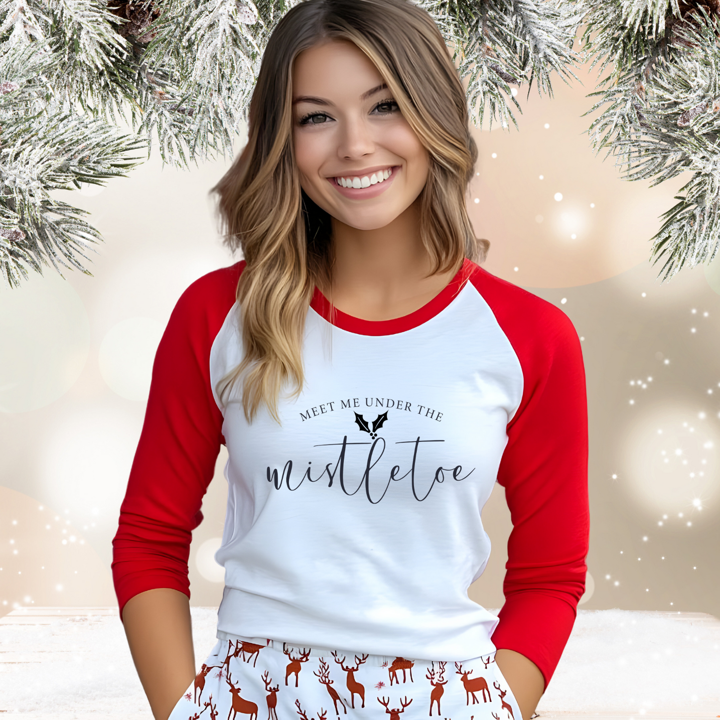Meet Me Under The Mistletoe Baseball Tee