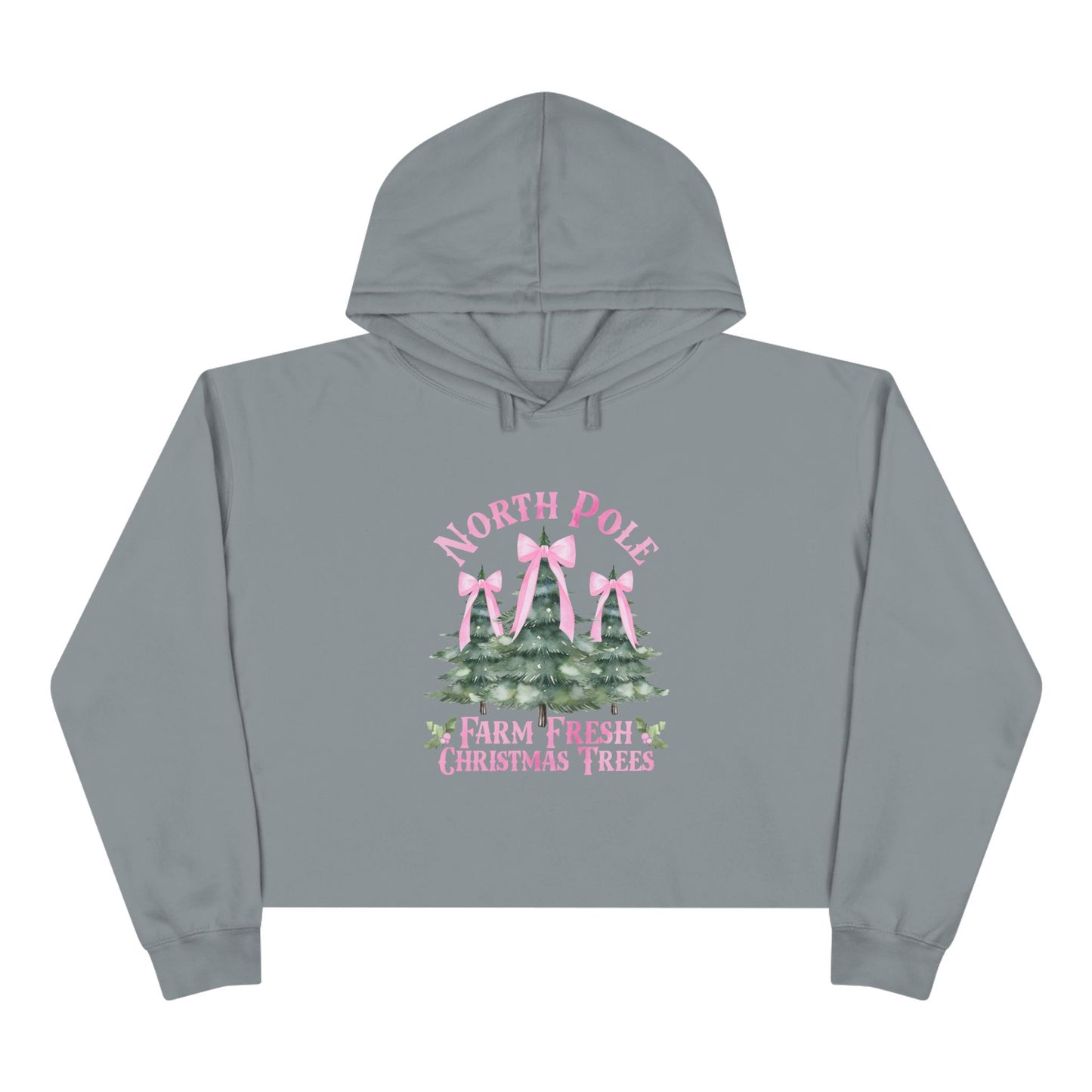 North Pole Christmas Trees Crop Hoodie