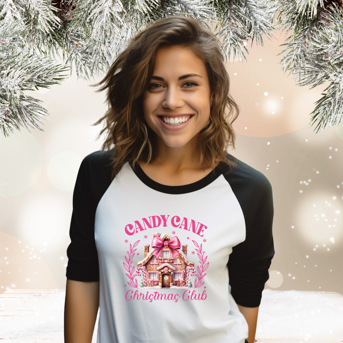 Candy Cane Christmas Club Baseball Tee