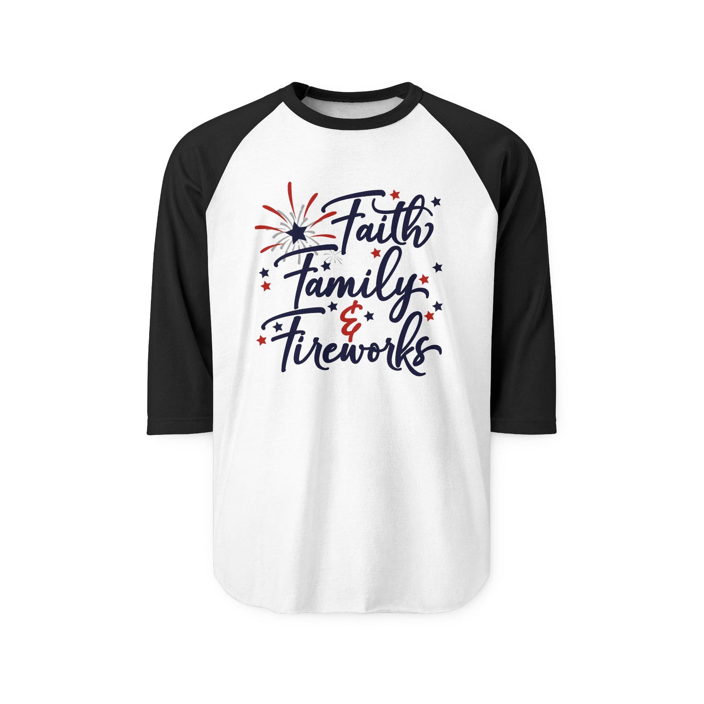 Faith Family Fireworks Baseball Tee