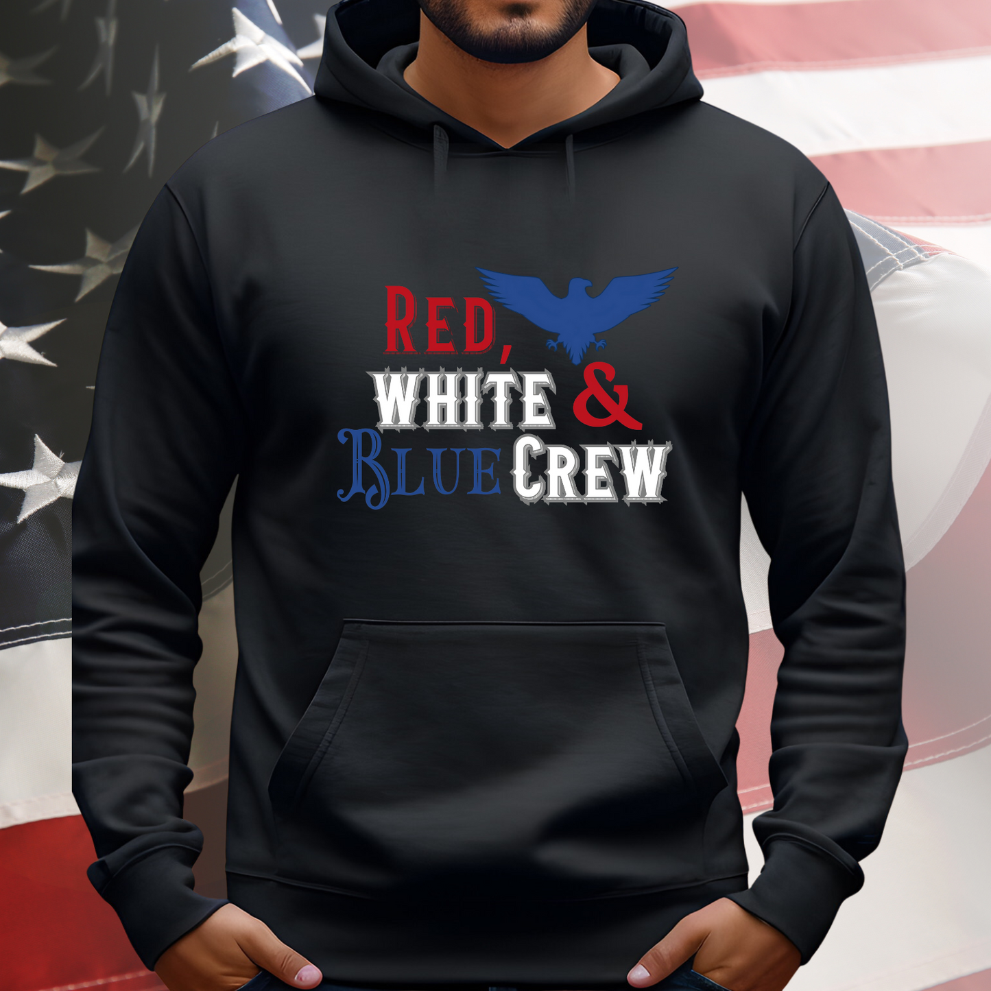 Red, White & Blue Crew Pullover Hoodie