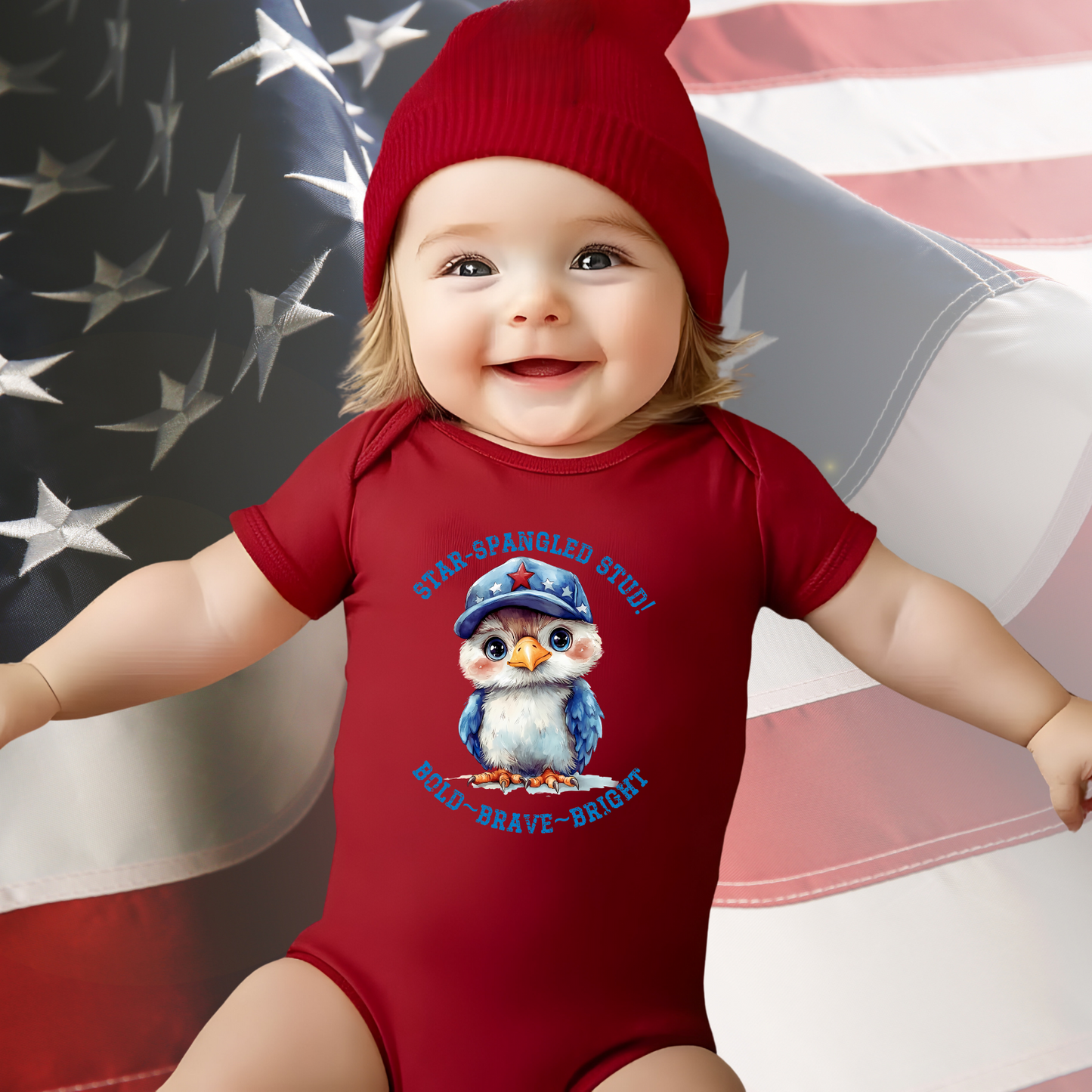 Star-Spangled Stud Infant Short Sleeve Onesie