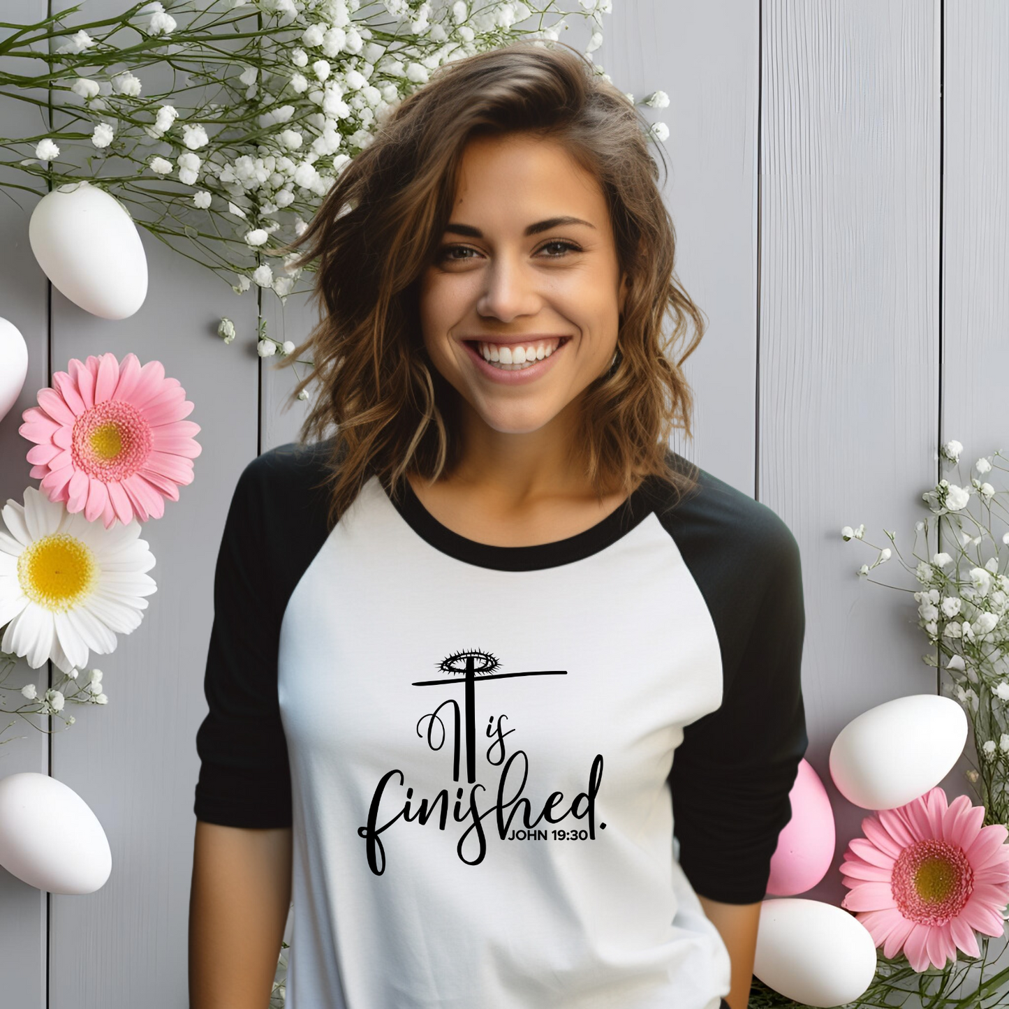 It Is Finished John 19:30 Baseball Tee