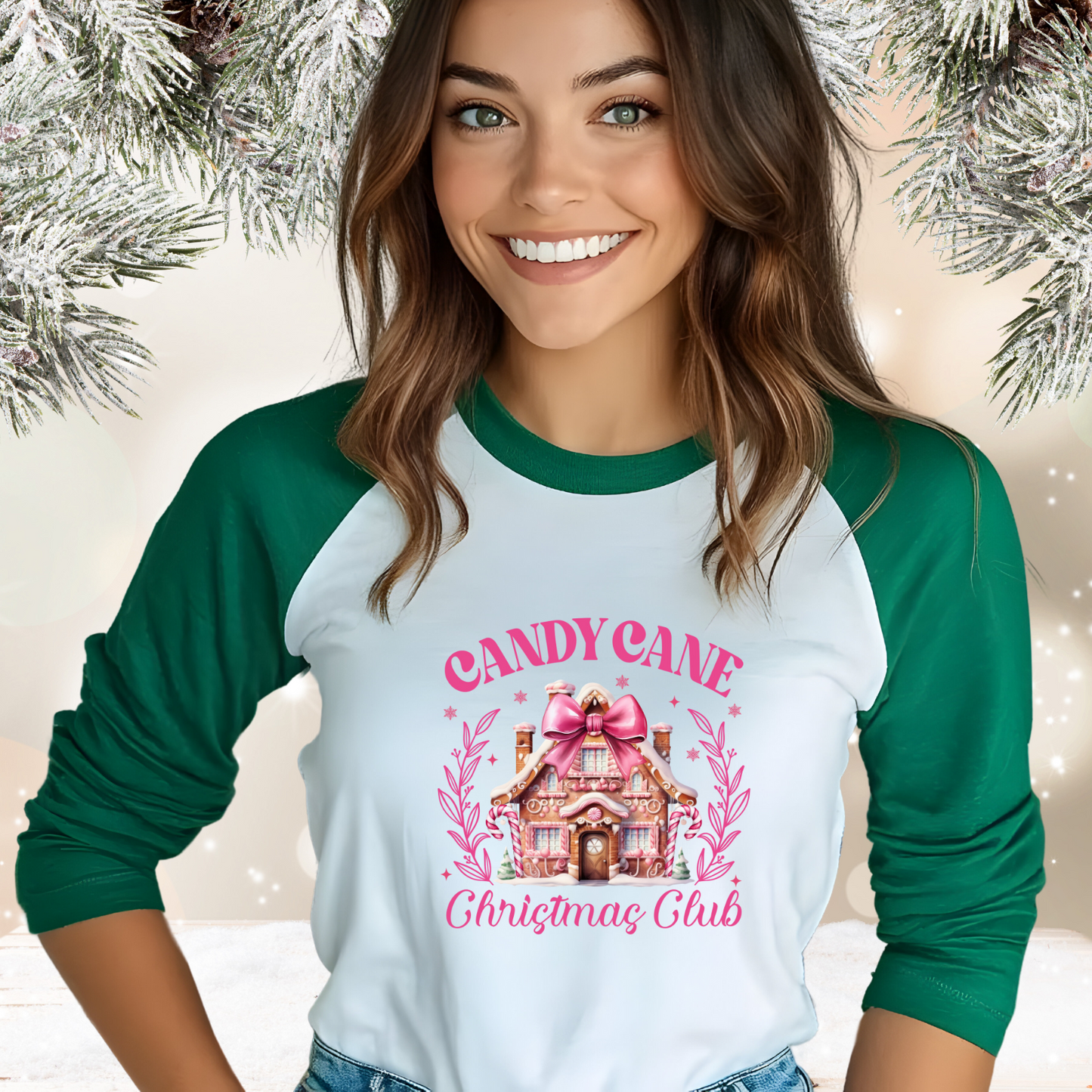 Candy Cane Christmas Club Baseball Tee