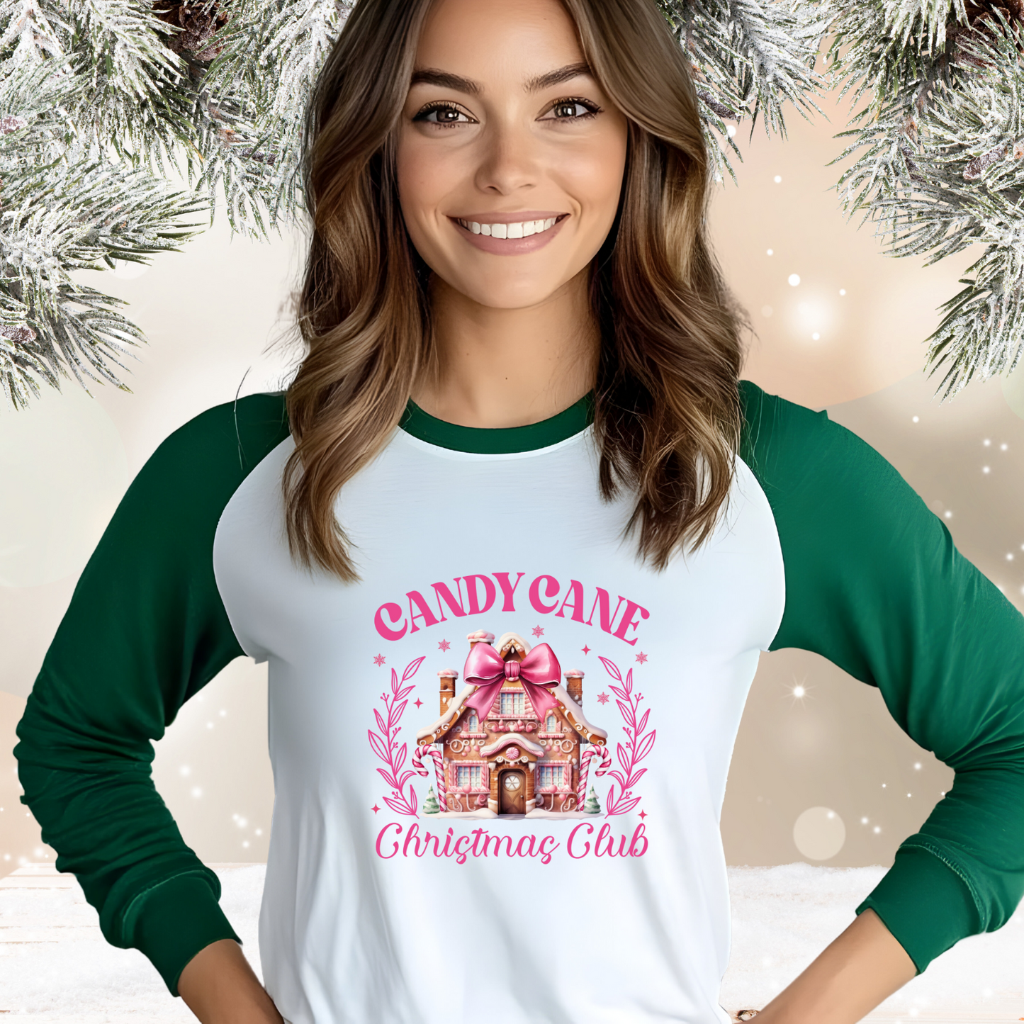 Candy Cane Christmas Club Baseball Tee