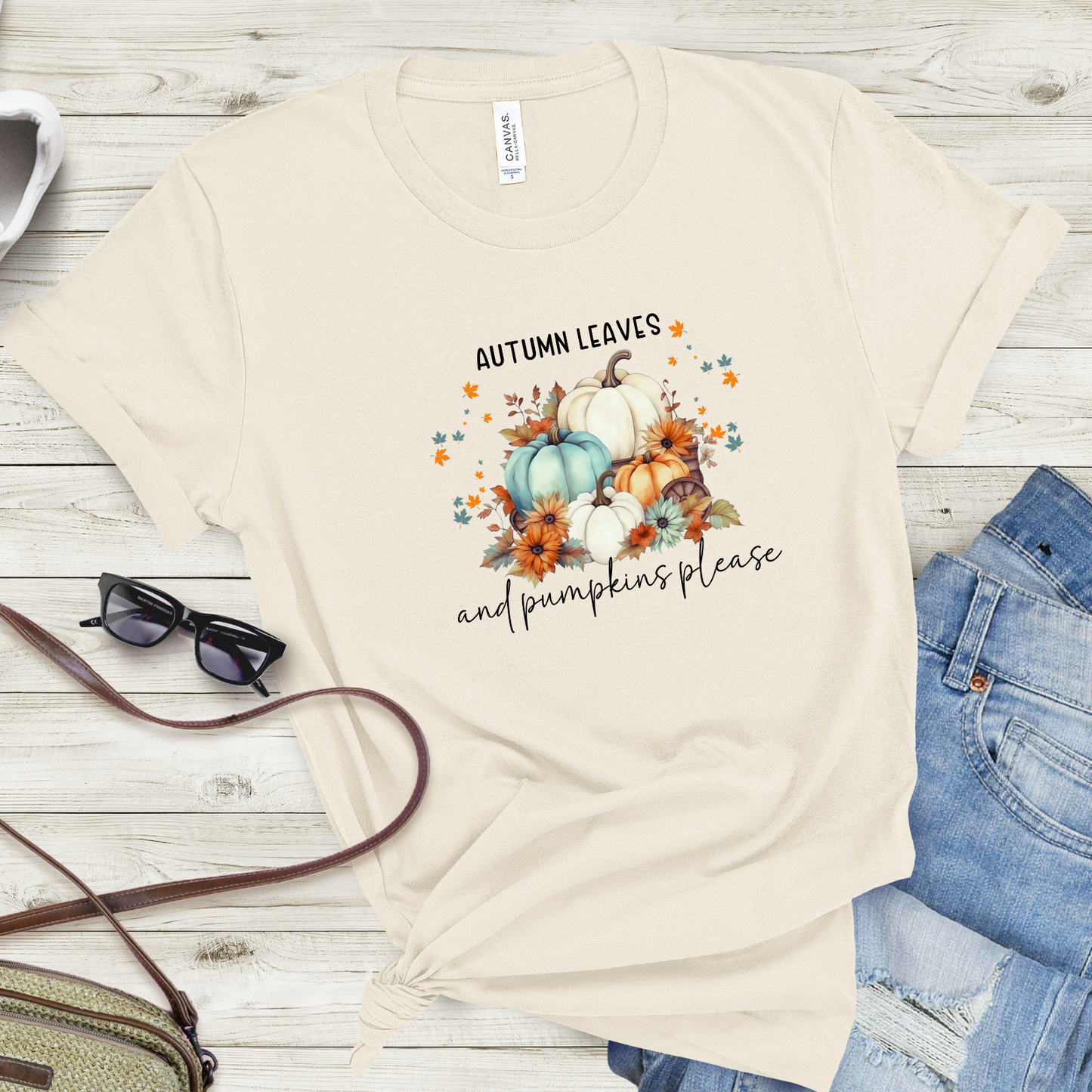 Autumn Leaves And Pumpkins Please T-Shirt