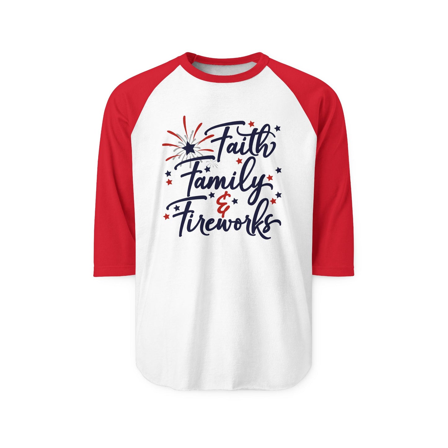 Faith Family Fireworks Baseball Tee